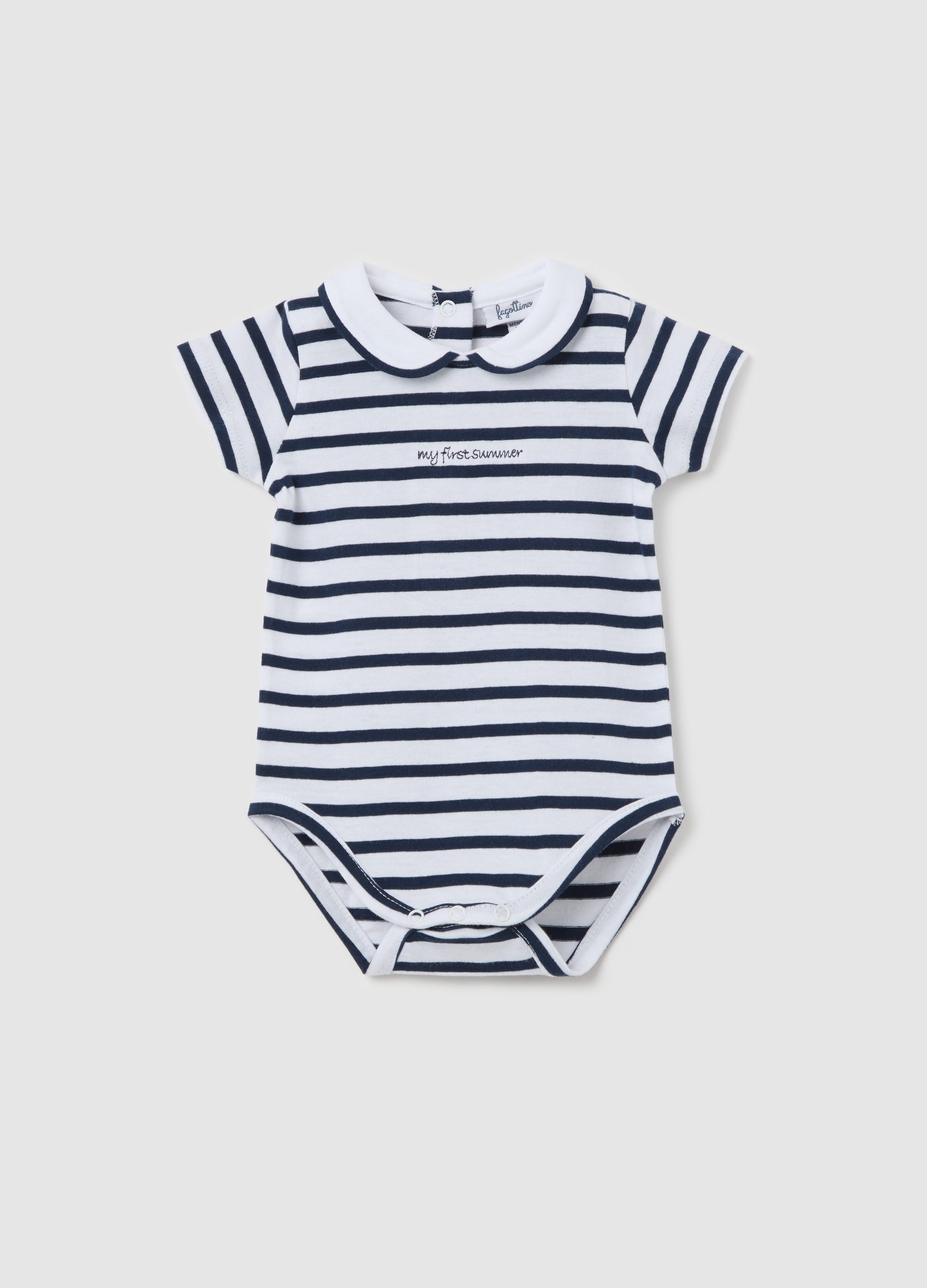 FAGOTTINO, Body A Righe Blu E Bianche In Cotone Bio, Unisex, Multicolor, Taglia: 0-1
