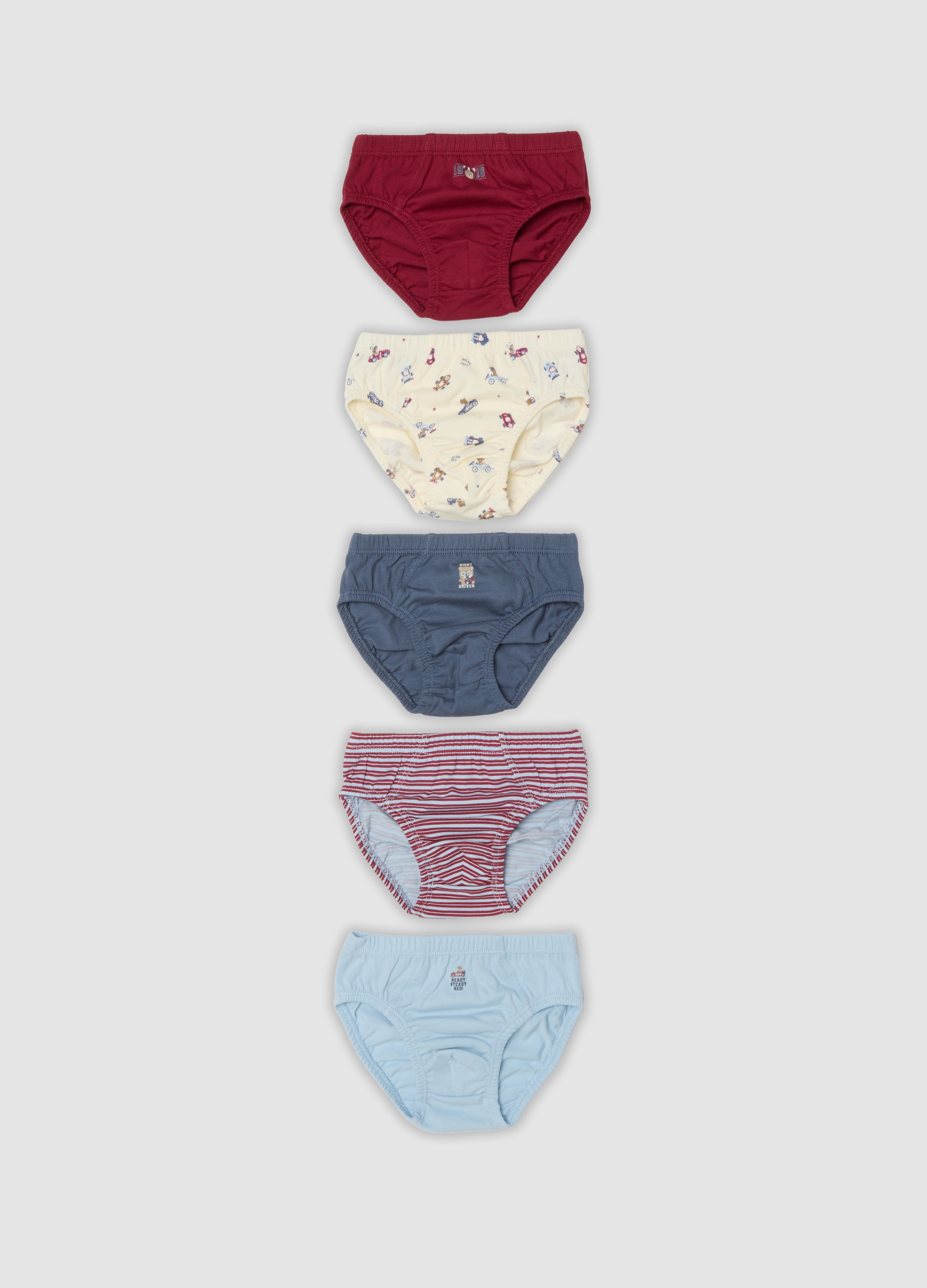 FAGOTTINO, Multipack Di Cinque Slip Multicolor In Puro Cotone Organico Per Neonato E Bimbo, Bambino, Multicolor, Taglia: 12-18