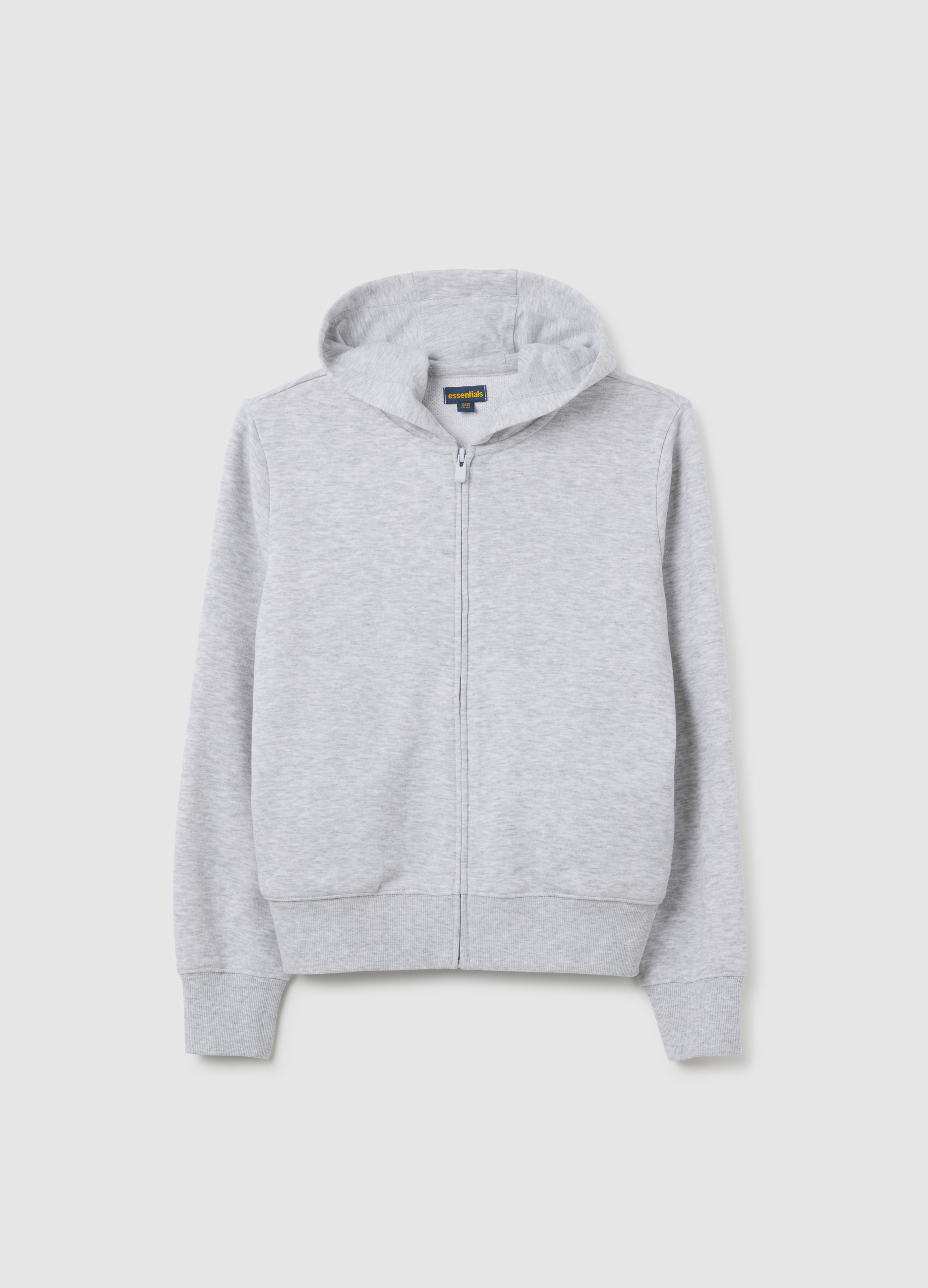 Sudadera Para Chicas En Algodón Gris De Ajuste Regular, Niña, Gris claro jaspeado, Talla: 12-13