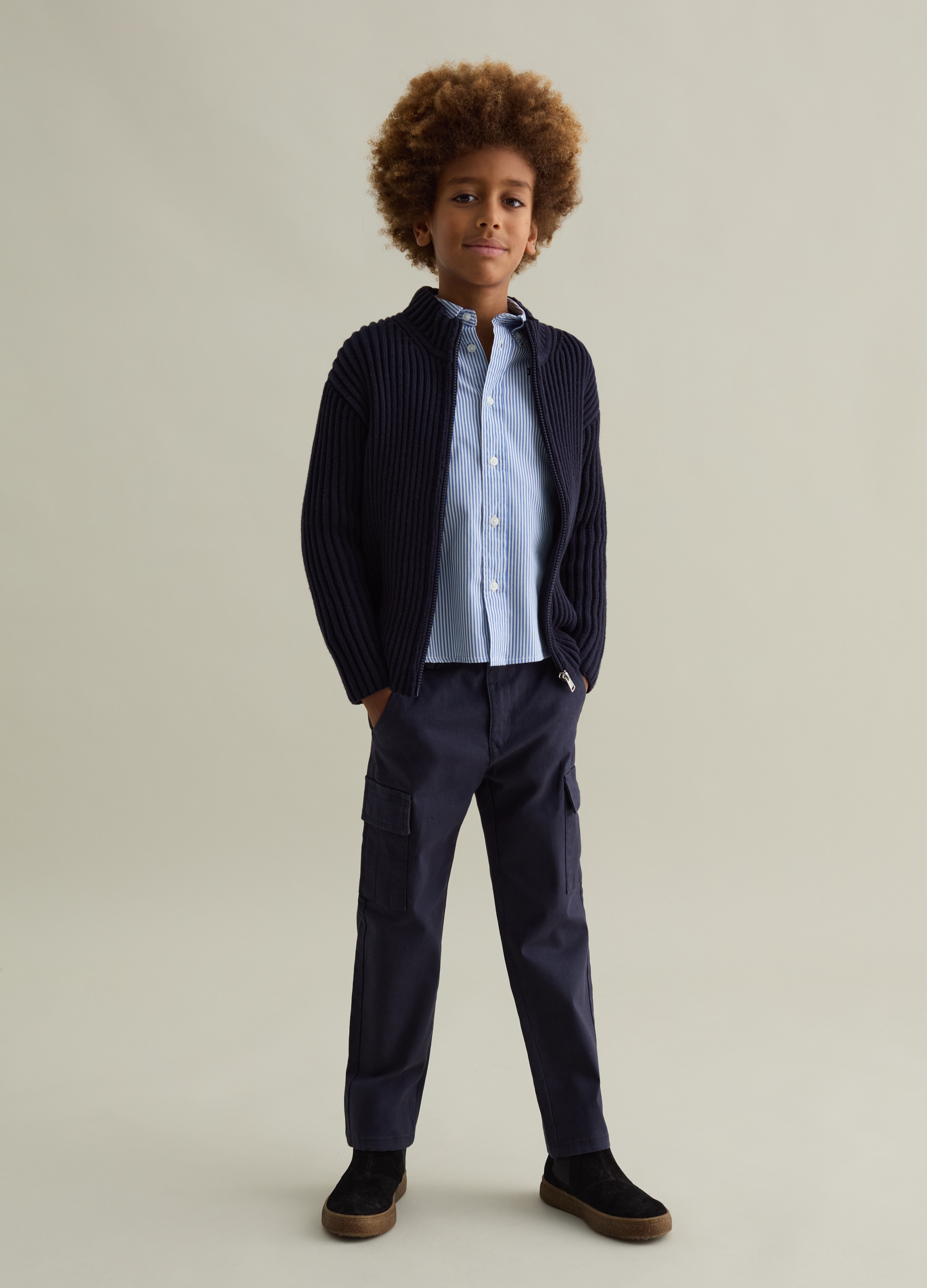 PIOMBO KIDS, Pantalón Cargo De Algodón Elástico, Niño, Azul oscuro, Talla: 8