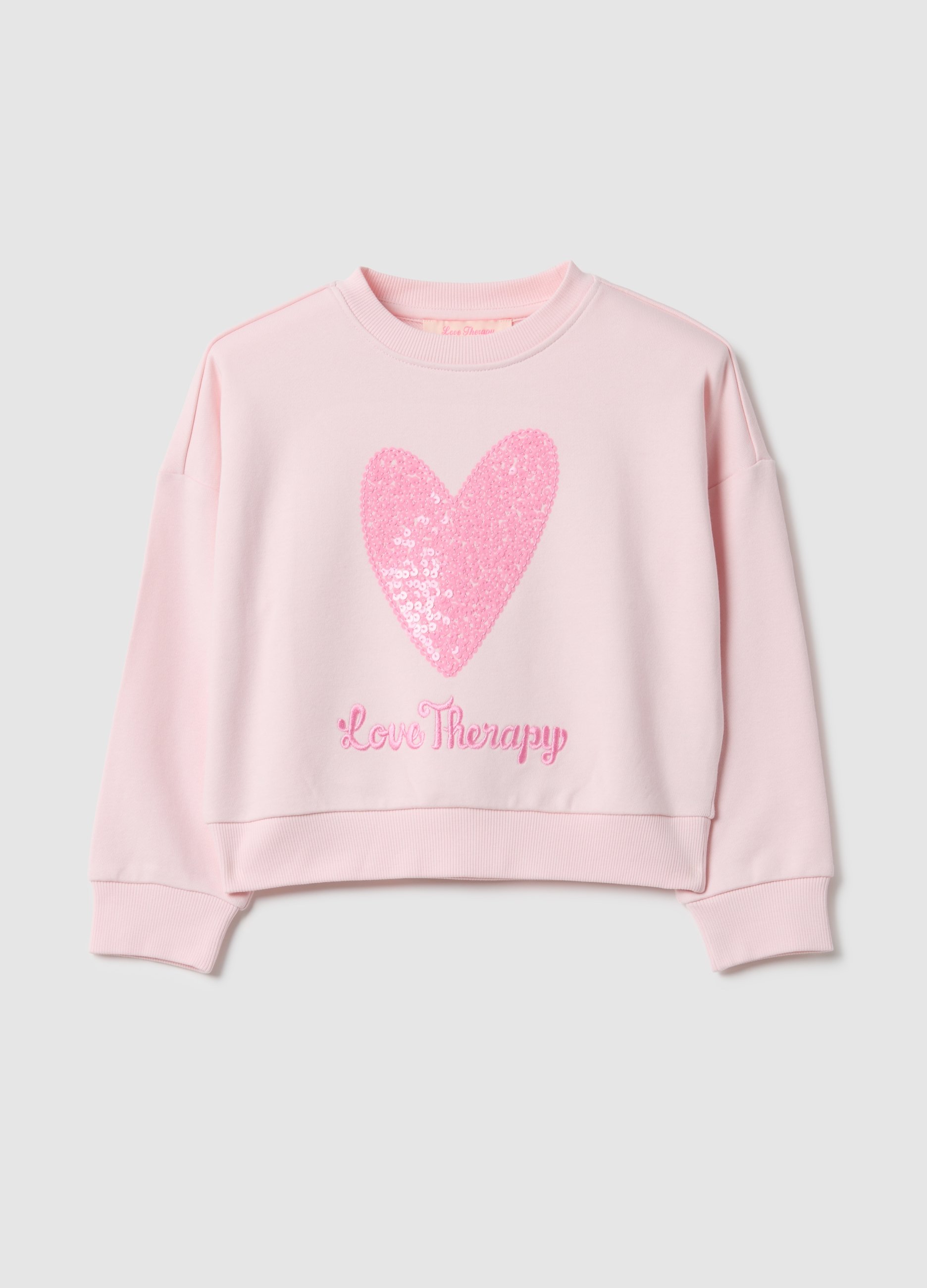 LOVE THERAPY, Sudadera Rosa De Mezcla De Algodón Regular Fit Con Corazón Para Niña, Niña, Rosa Claro, Talla: 4-5