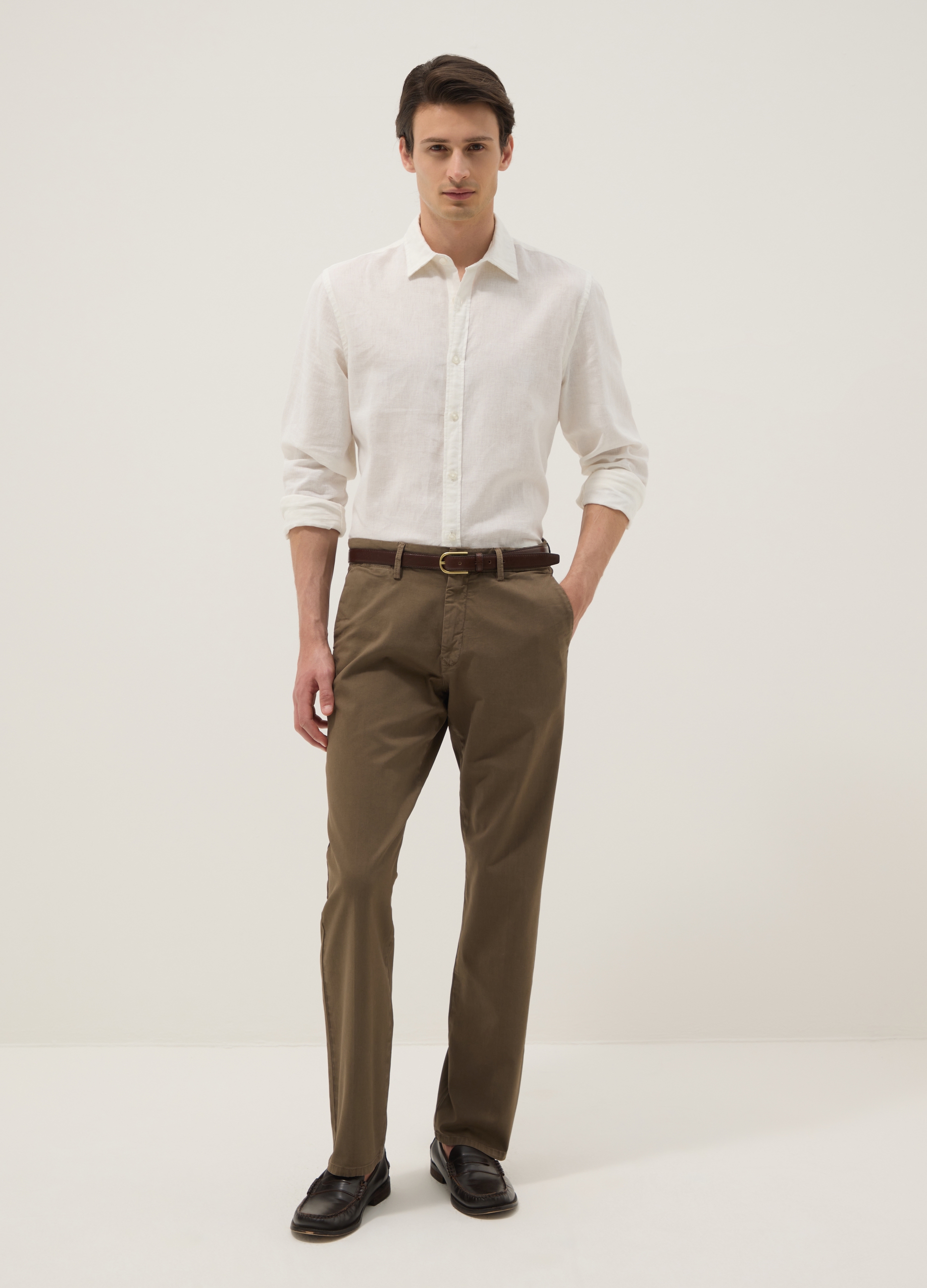 OVS, Pantaloni Chino Marroni In Cotone Elasticizzato Regular Fit, Uomo, Marrone, Taglia: 56