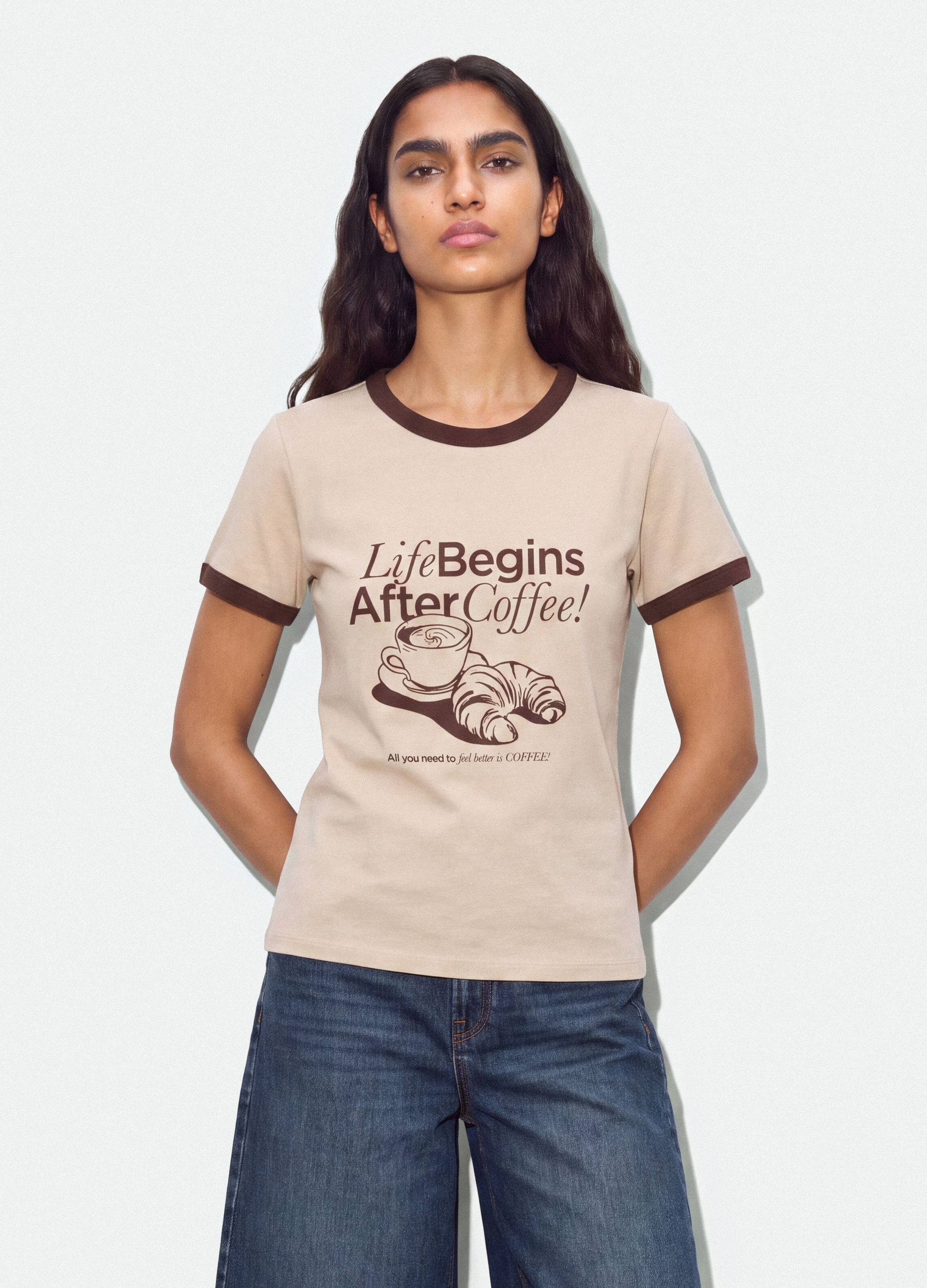 B.ANGEL, T-shirt Rosa In Cotone Con Stampa Grafica Frontale E Bordi A Contrasto, Donna, Rosa, Taglia: XS