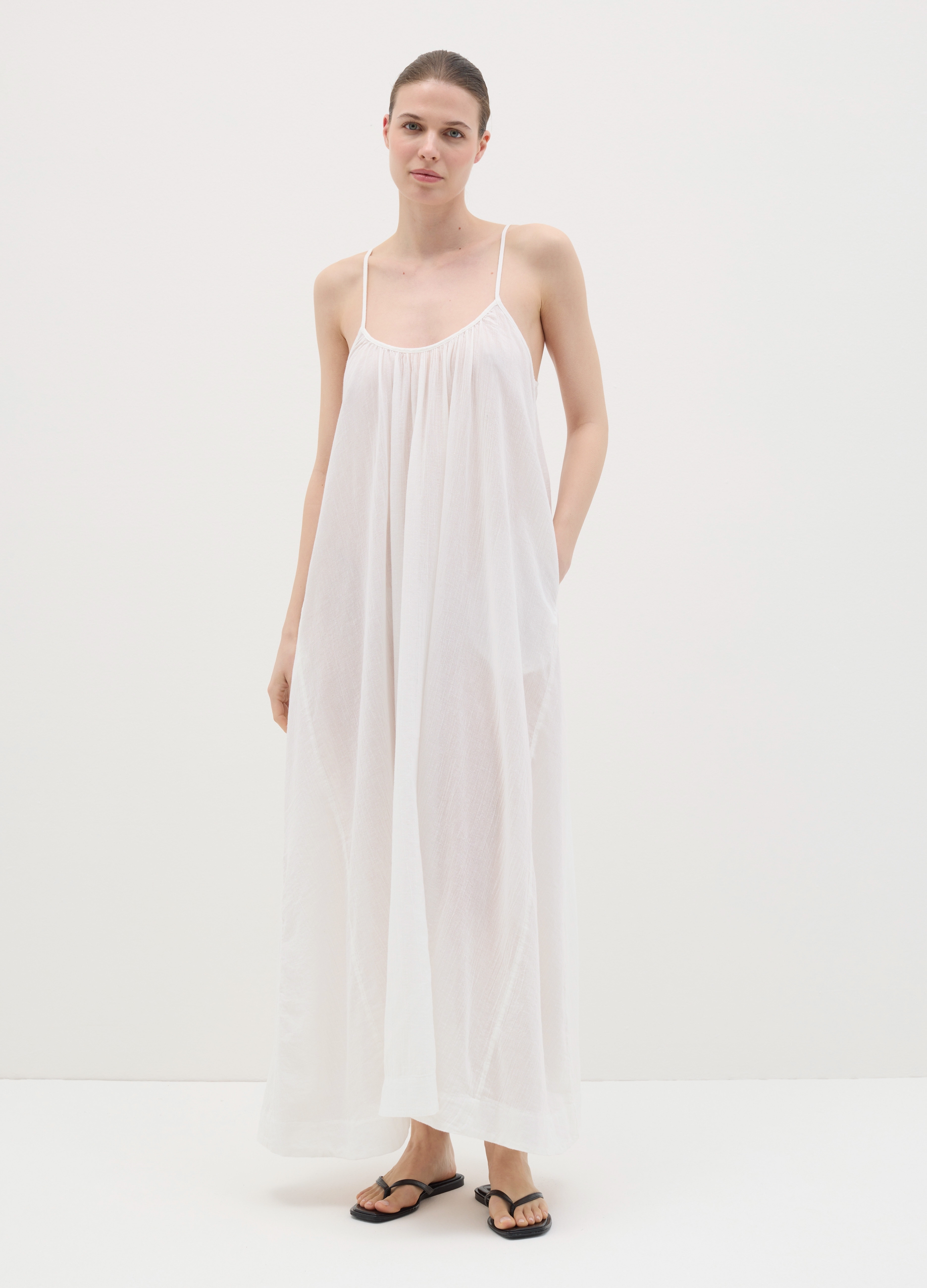 OVS , Abito Lungo Da Donna In Puro Cotone Bianco Senza Maniche, Bianco, Taglia: L/XL