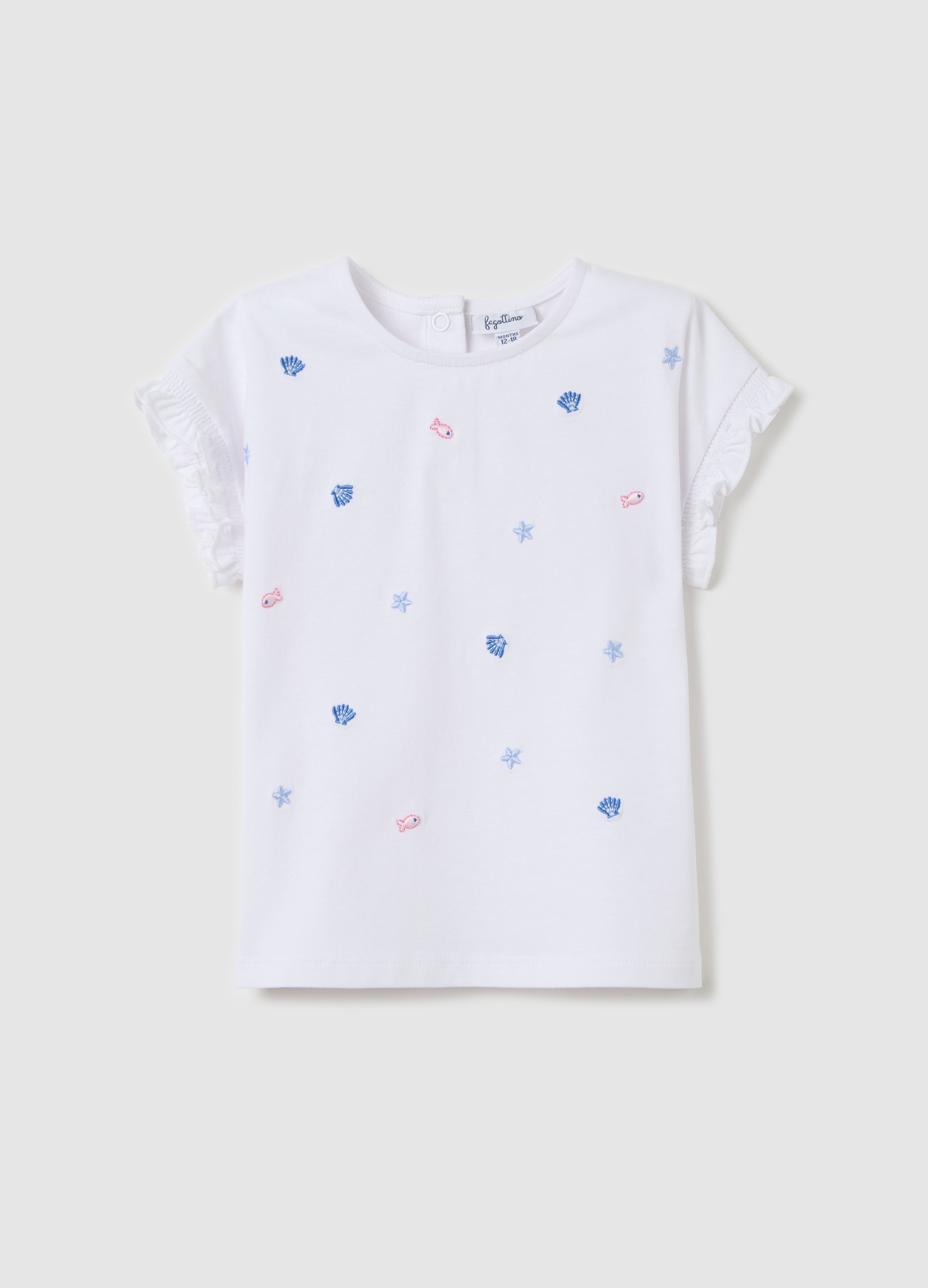 FAGOTTINO, Maglietta Da Bambina In Cotone Elasticizzato Bianca Regular Fit, Bianco, Taglia: 18-24