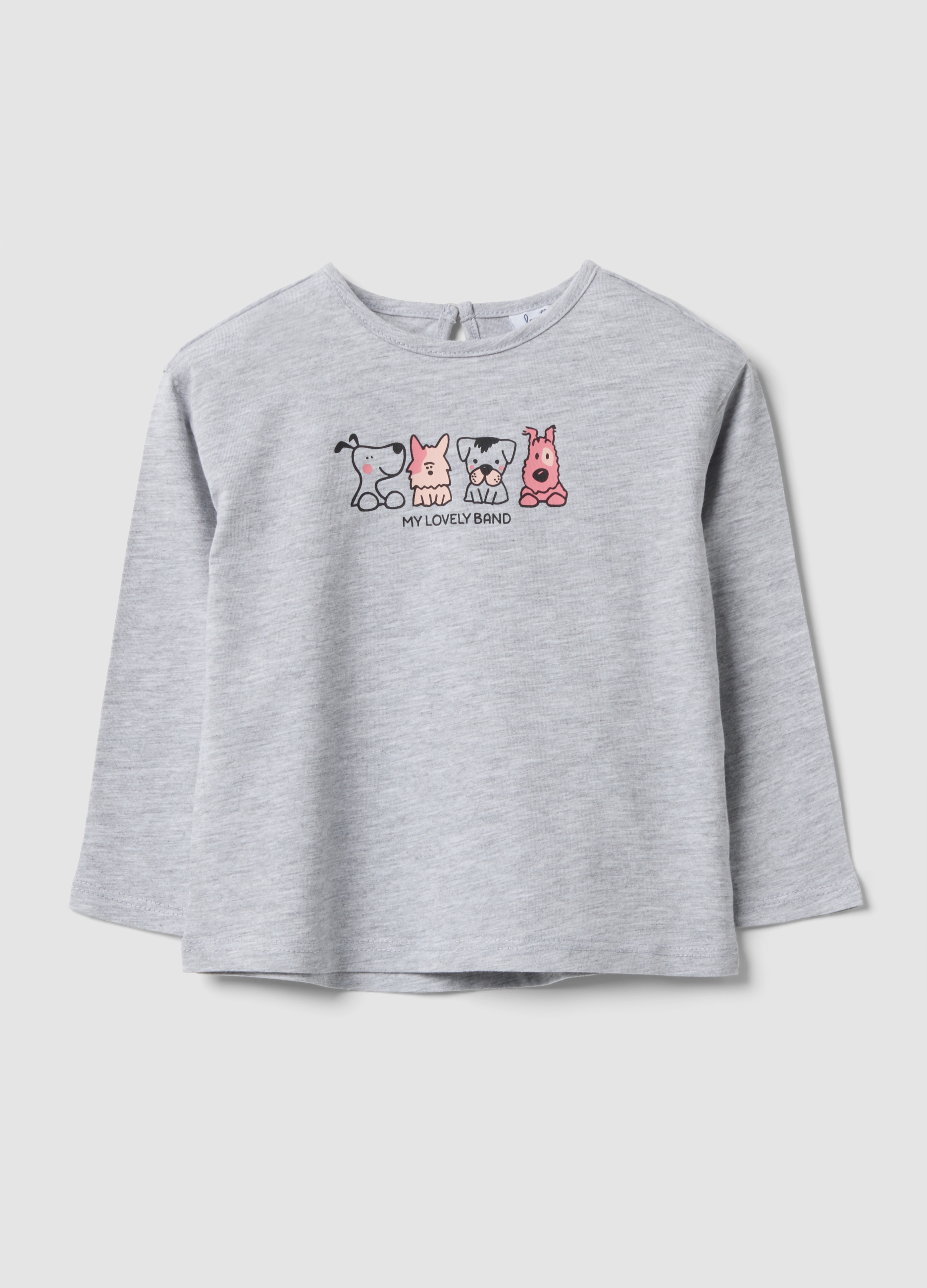FAGOTTINO, Maglietta Grigia In Misto Cotone Organico E Viscosa Con Animaletti Per Bimba, Bambina, Grigio, Taglia: 12-18