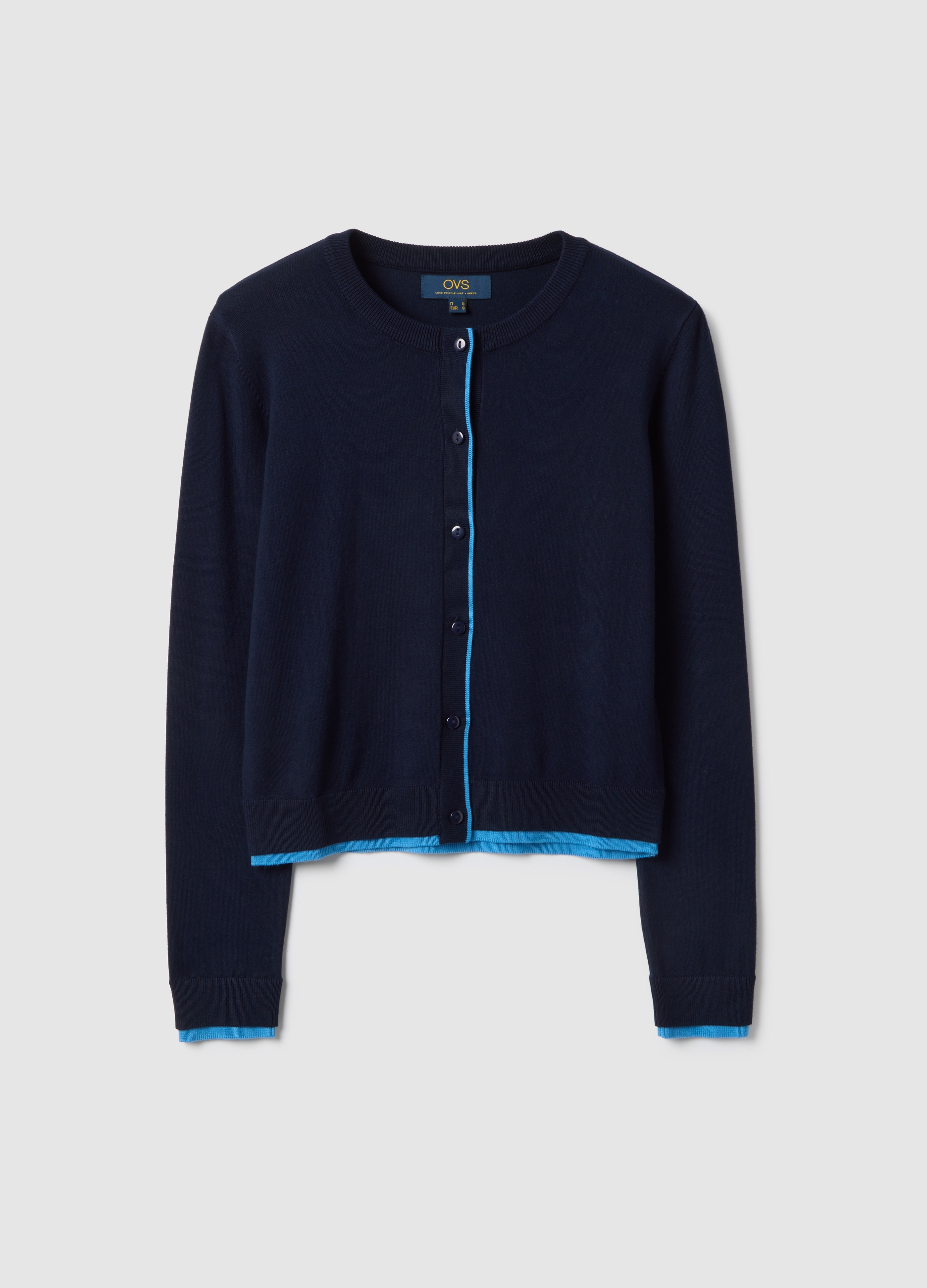 Cárdigan Azul De Viscosa Regular Fit, Mujer, Azul oscuro, Talla: 36