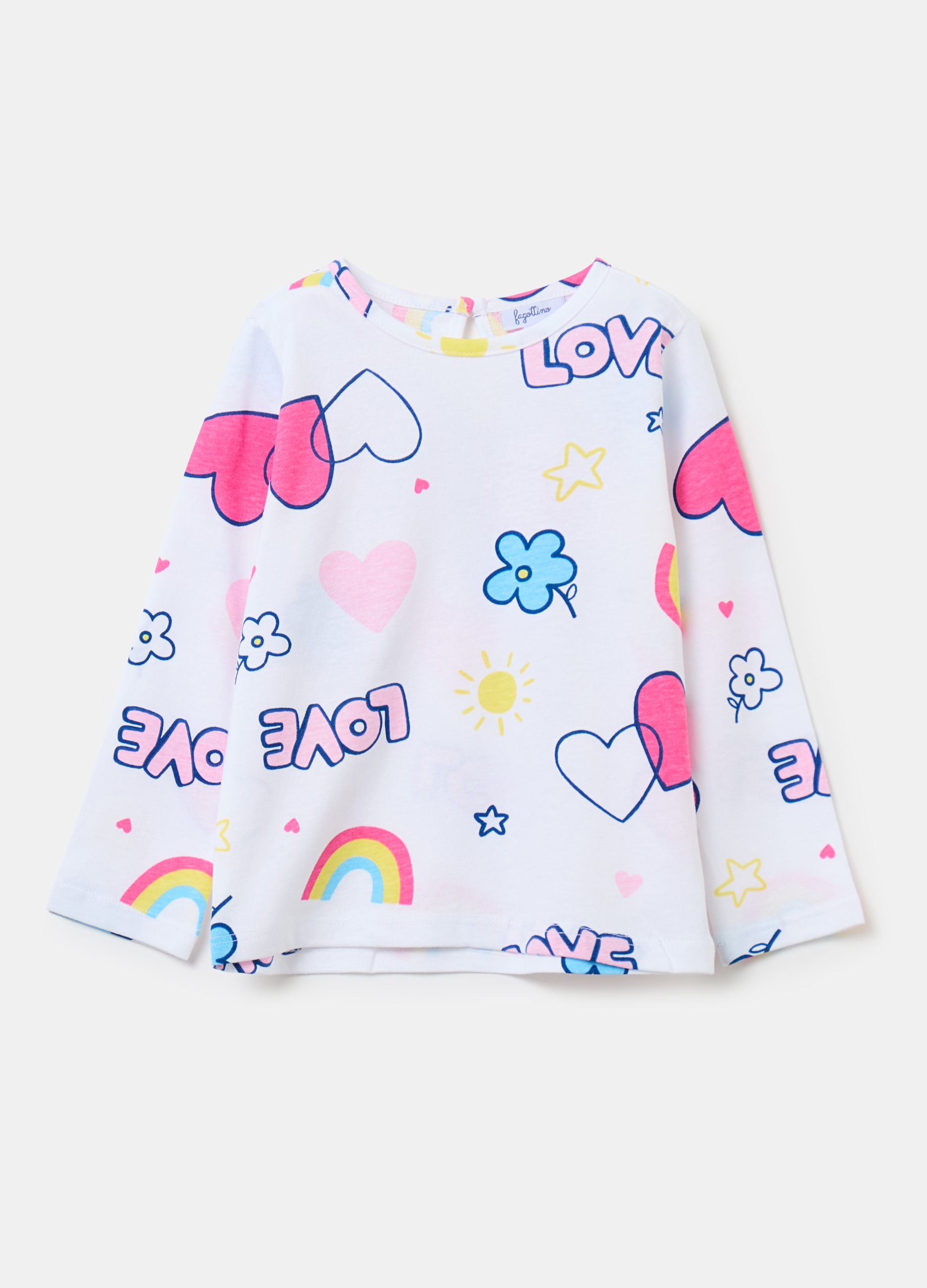 Camiseta Manga Larga De Algodón Con Estampado, Niña, Blanco óptico, Talla: 12-18