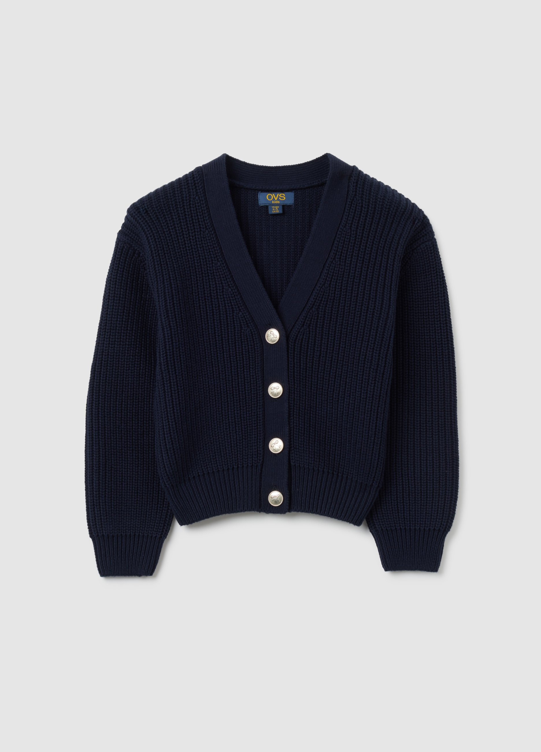 OVS, Mädchen Cardigan Aus Blauem Baumwoll-mix Regular Fit, Mädchen, Dunkelblau, Größe: 3-4