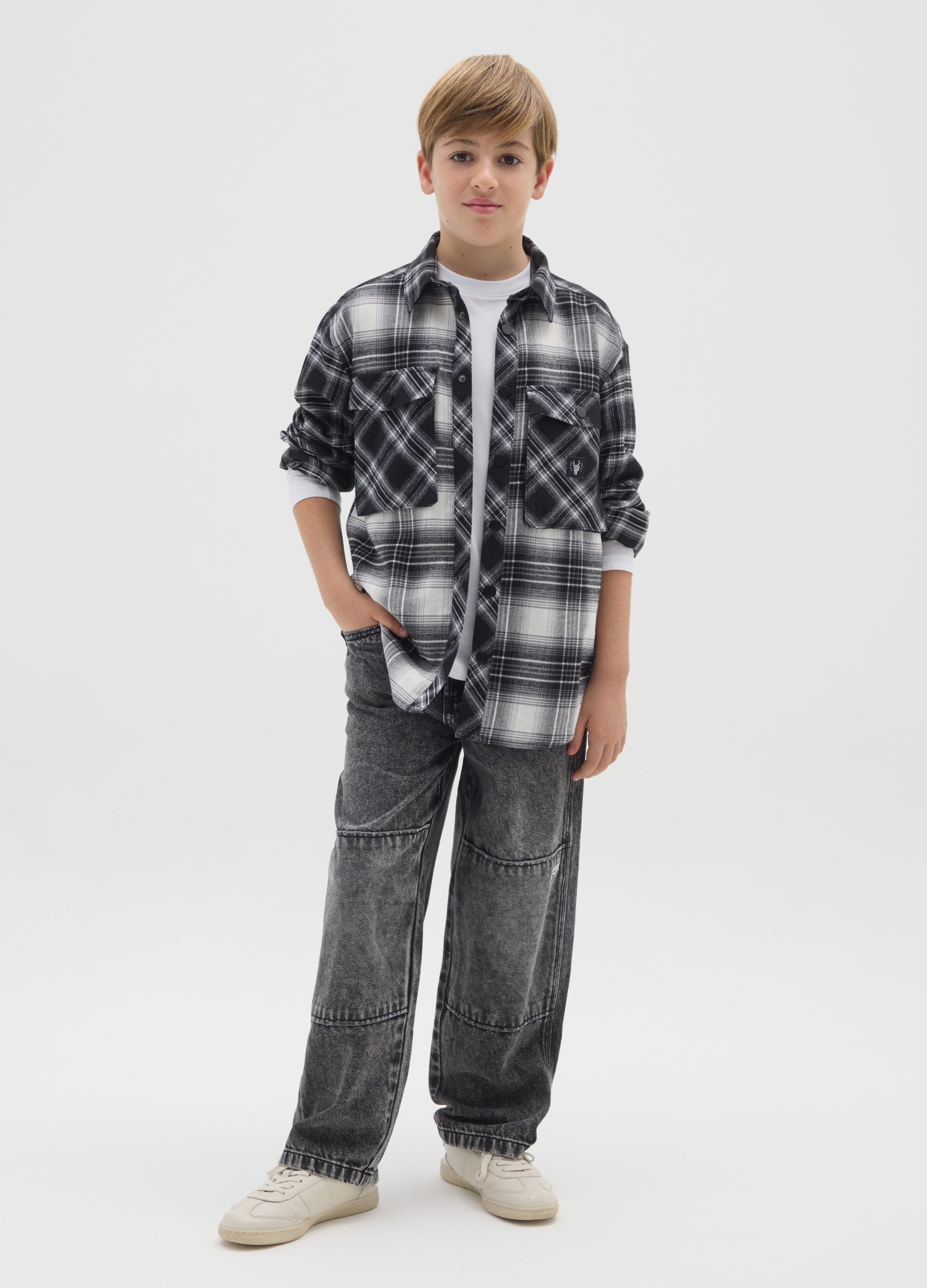 REPUBLIC OF DENIM, Jeans Skater Da Ragazzo In Puro Cotone Grigi, Bambino, Grigio, Taglia: 10-11