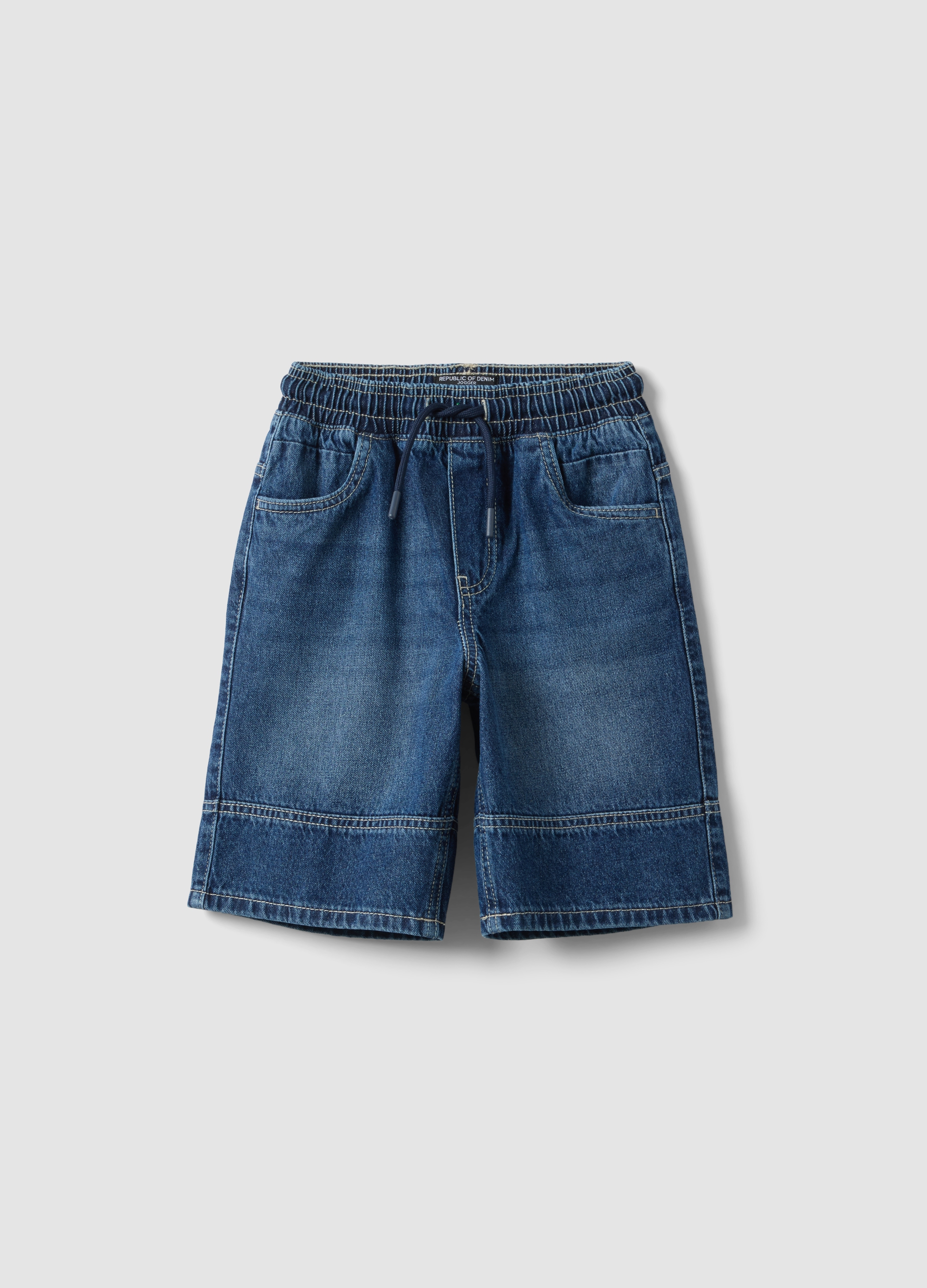 OVS KIDS, Short Vaquero Azul Para Niño 100% Algodón, Corte Regular, Niño, Lavado oscuro, Talla: 3-4