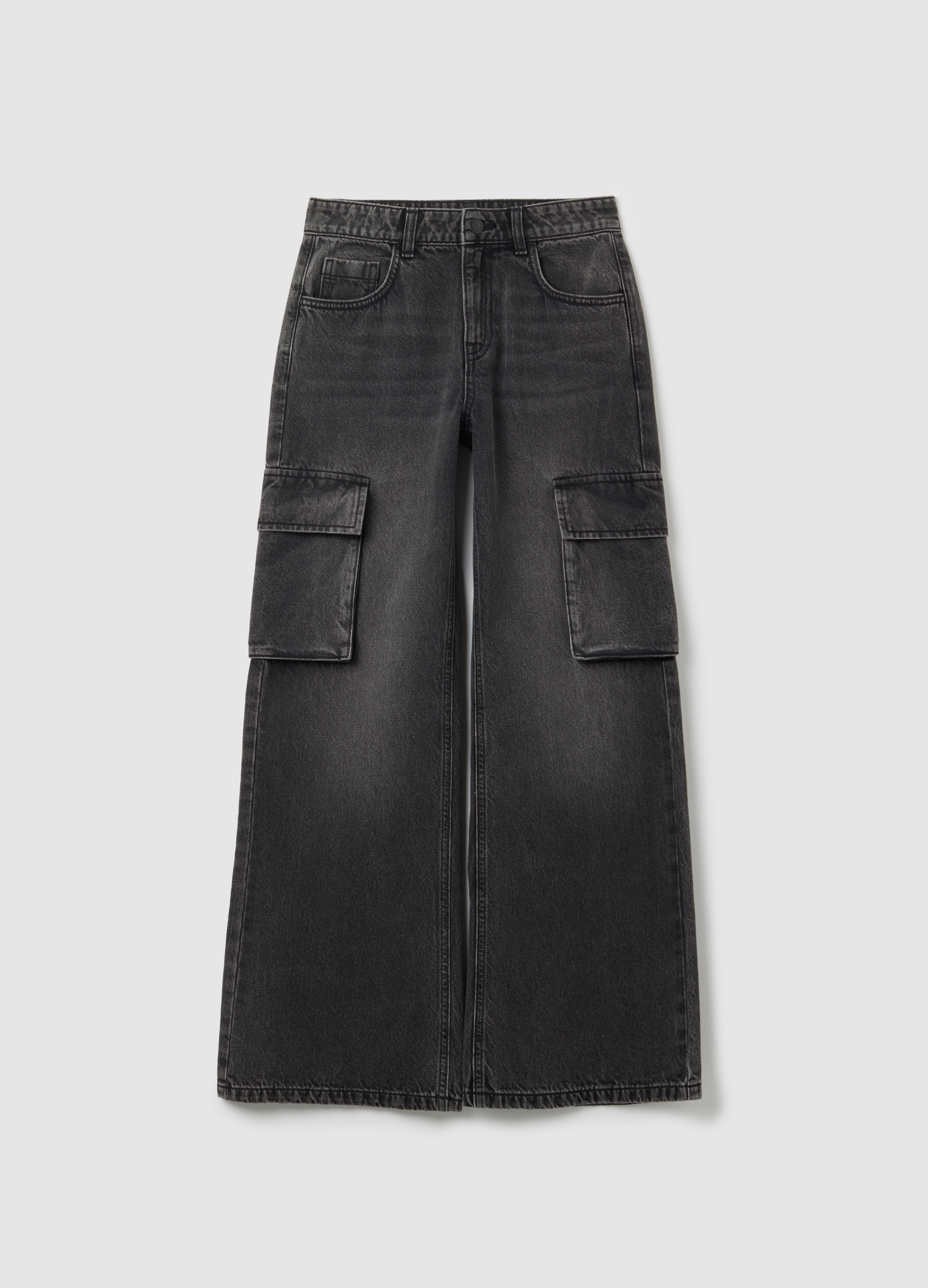 OVS, Mädchen-schwarze Baumwollhose Mit Entspanntem Schnitt, Mädchen, Gunmetal, Größe: 10-11