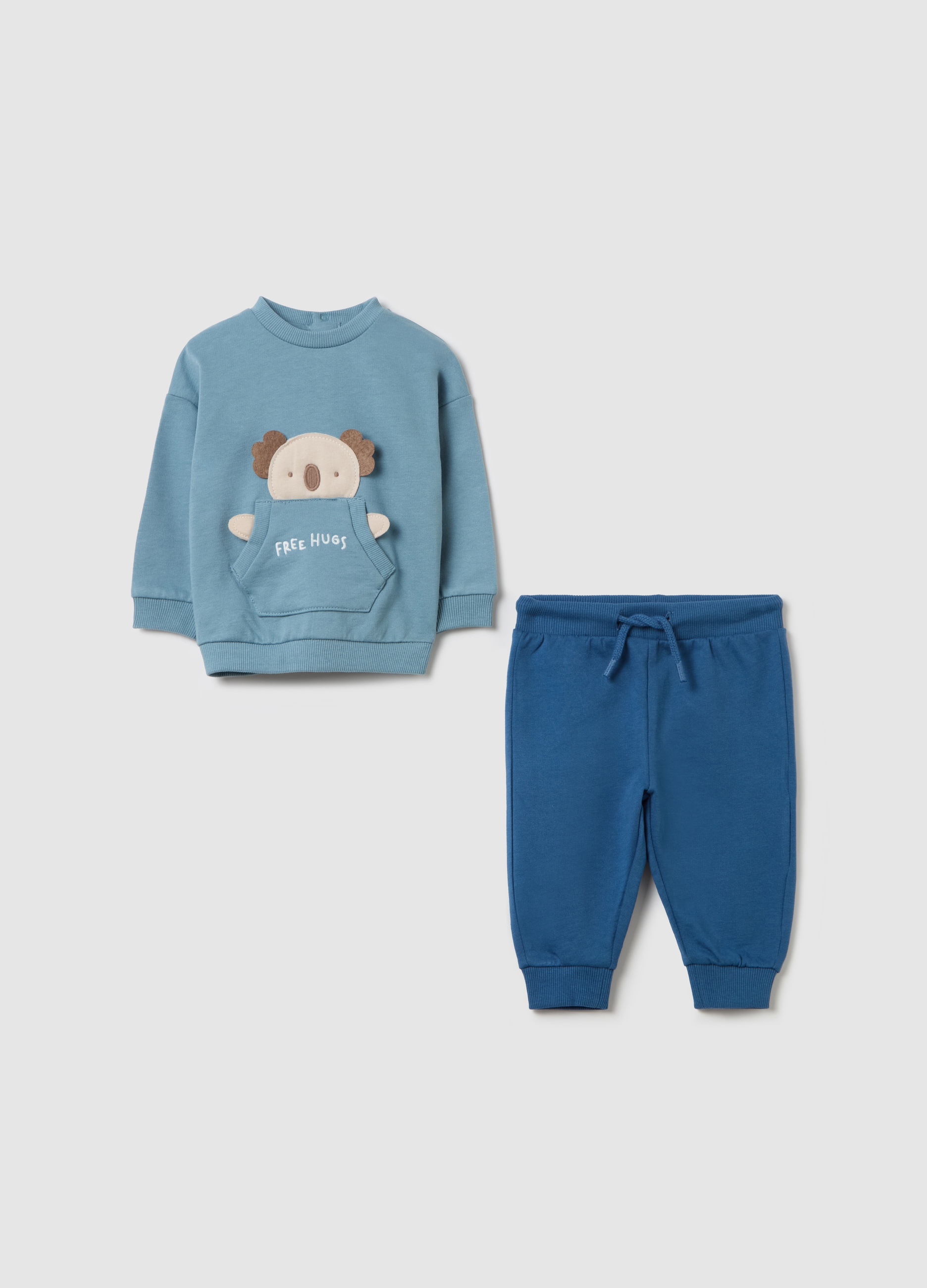 FAGOTTINO, Jogging Set In Cotone Con Applicazione Koala, Neonato, Multicolor, Taglia: 1-3