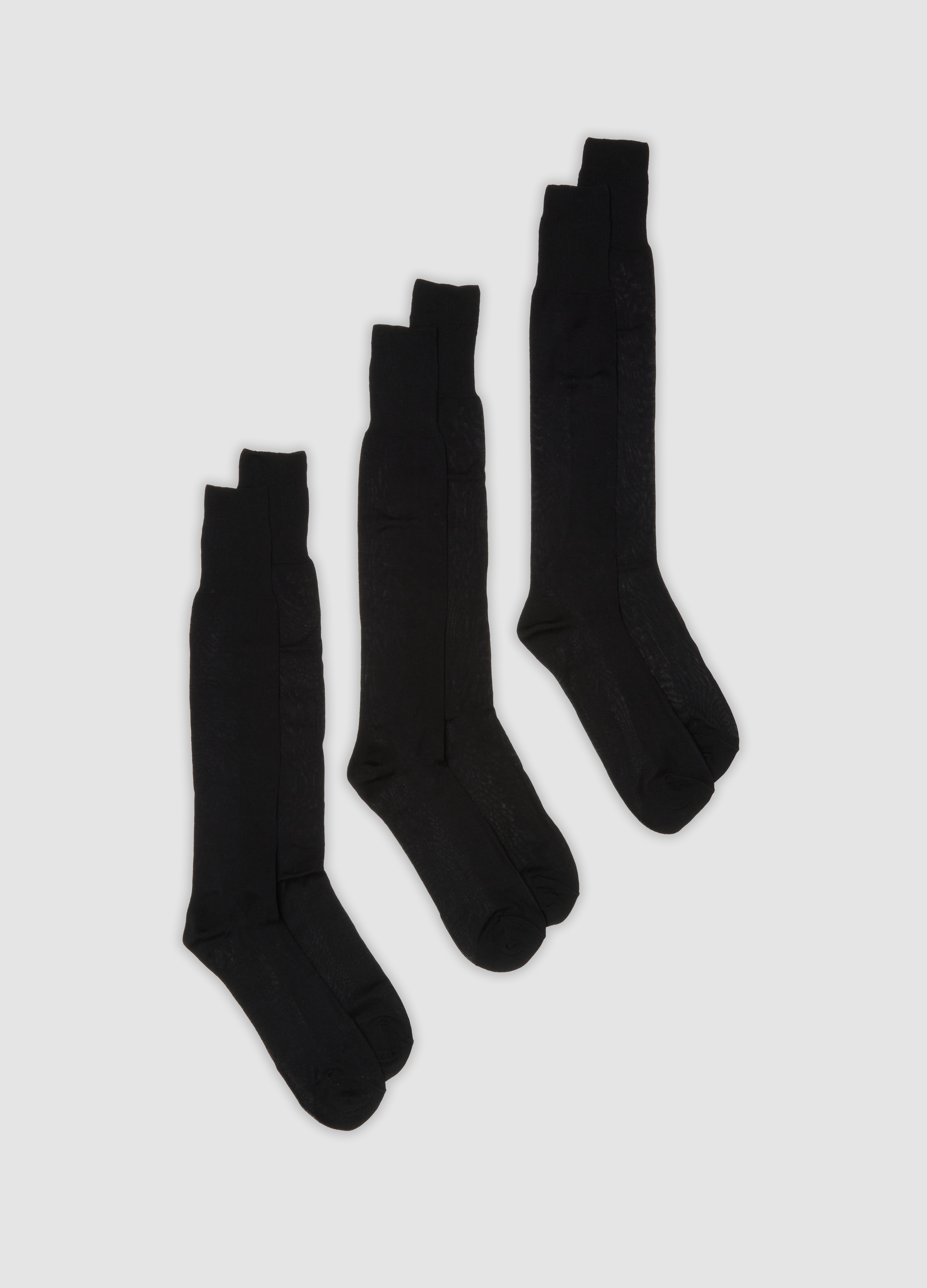 OVS, Tripack Di Calze Lunghe Nere In Filo Di Scozia Di Puro Cotone, Unisex, Nero, Taglia: 44/46