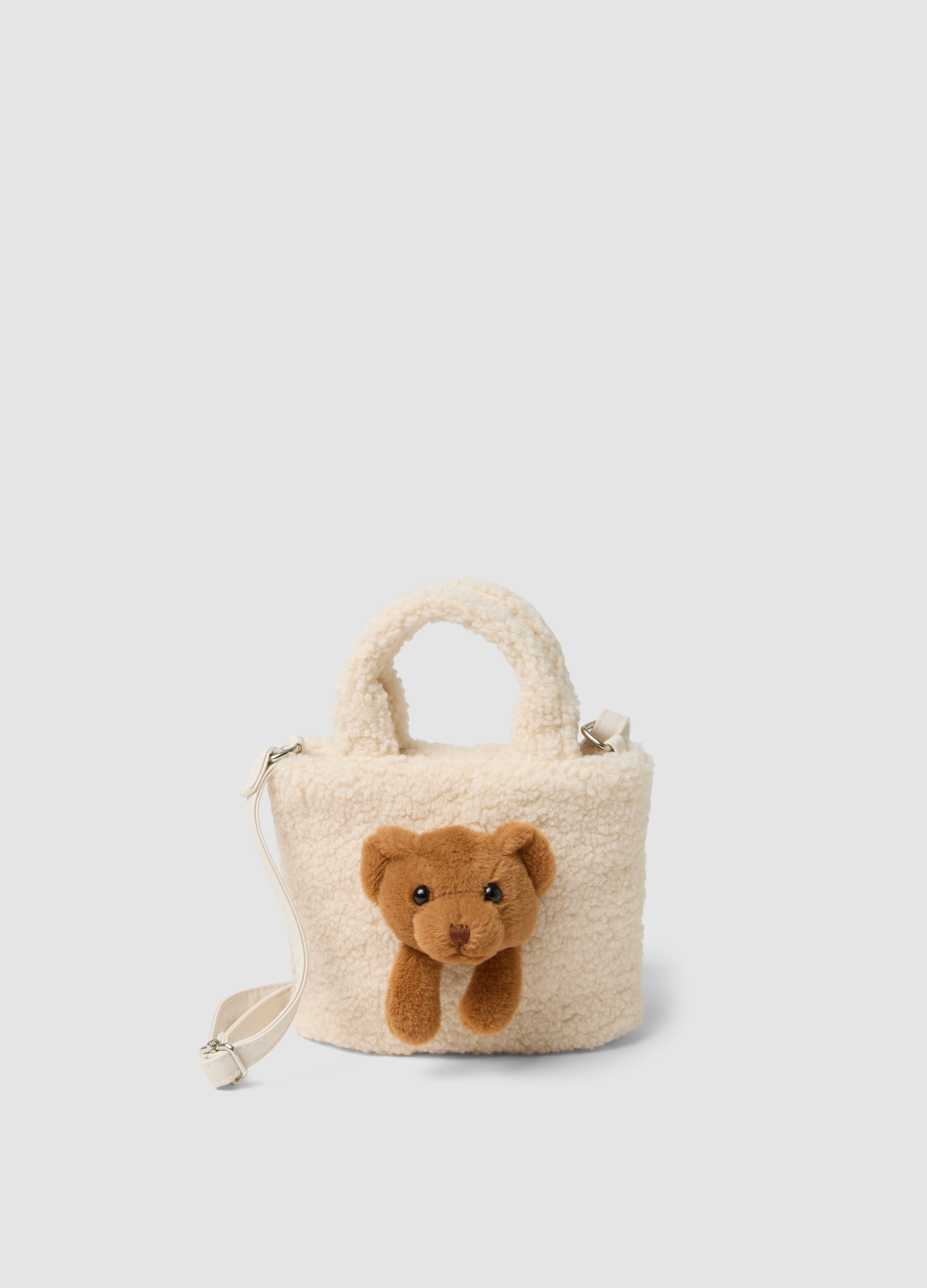 OVS KIDS, Borsa Beige Effetto Teddy Con Orsetto Applicato, Bambina, Beige, Taglia: ONE SIZE