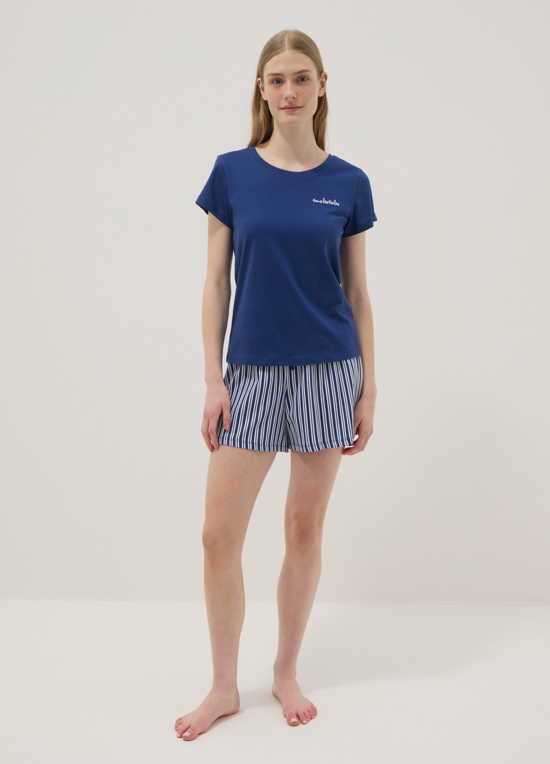 OVS, Pigiama Corto In Puro Cotone Multicolor Regular Fit, Donna, Multicolor, Taglia: M