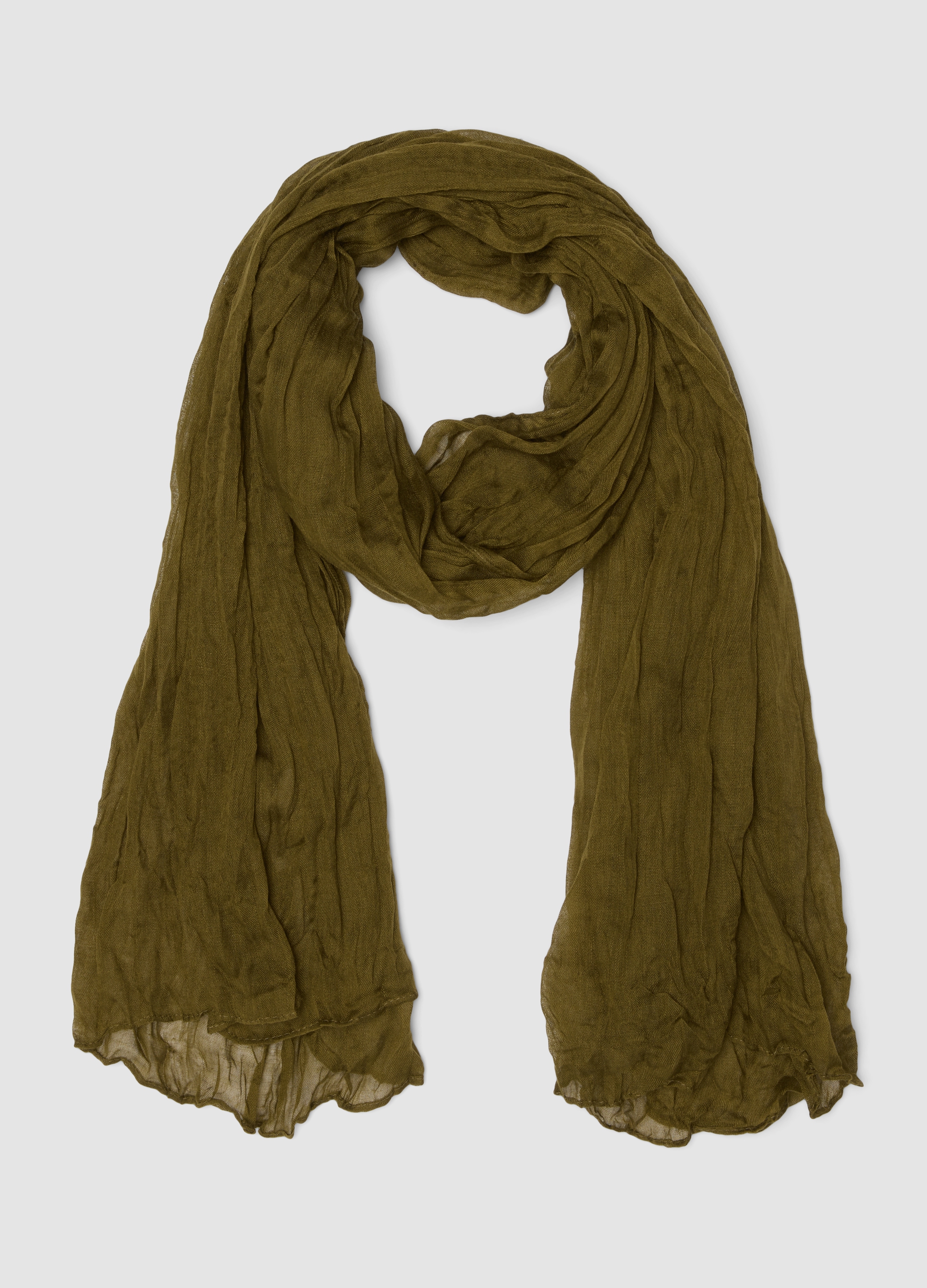 OVS, Sciarpa Verde Effetto Stropicciato Semitrasparente, Donna, Verde, Taglia: ONE SIZE