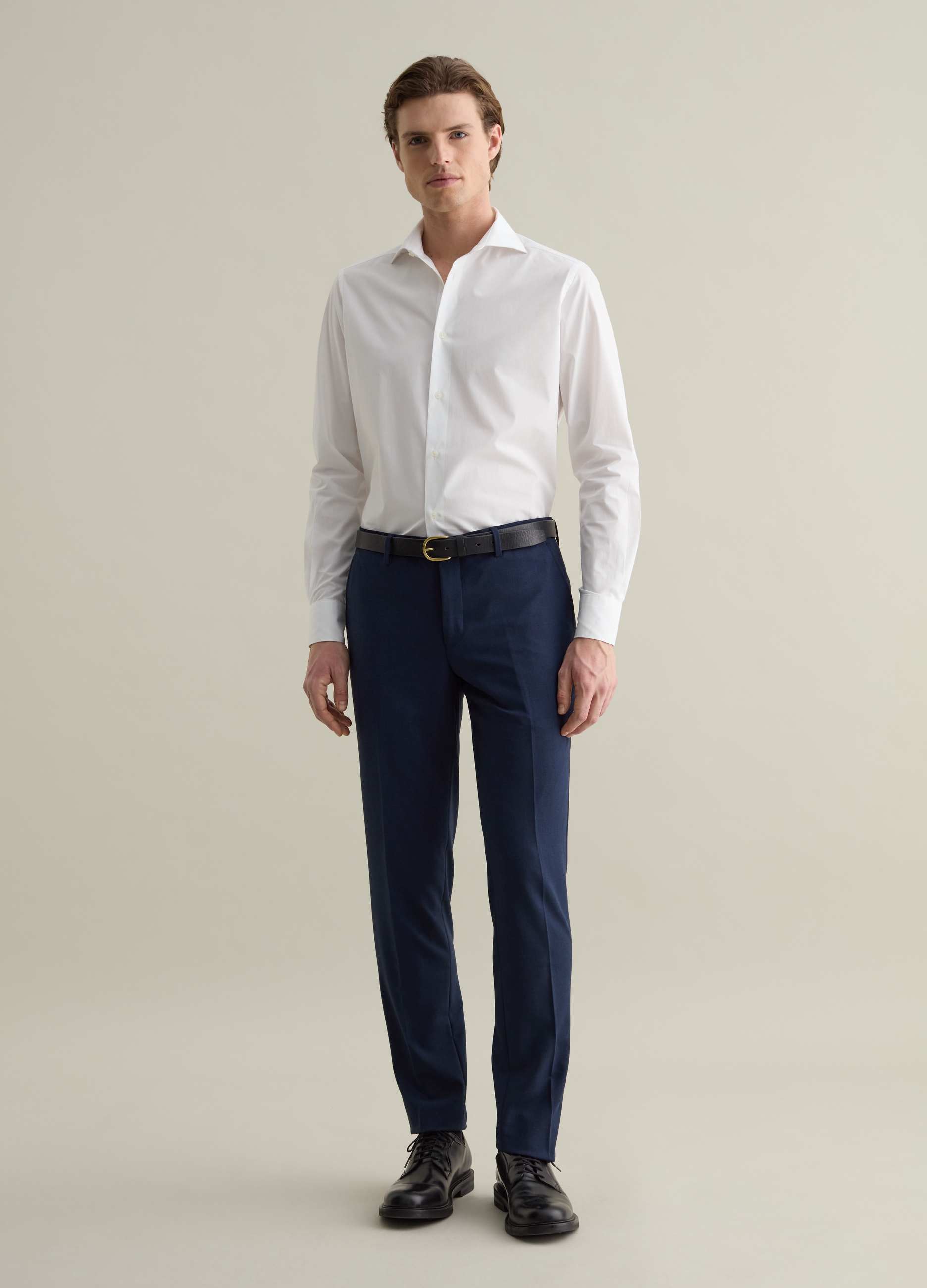 PIOMBO, Camicia Slim Fit Easy Iron, Uomo, Bianco, Taglia: 38