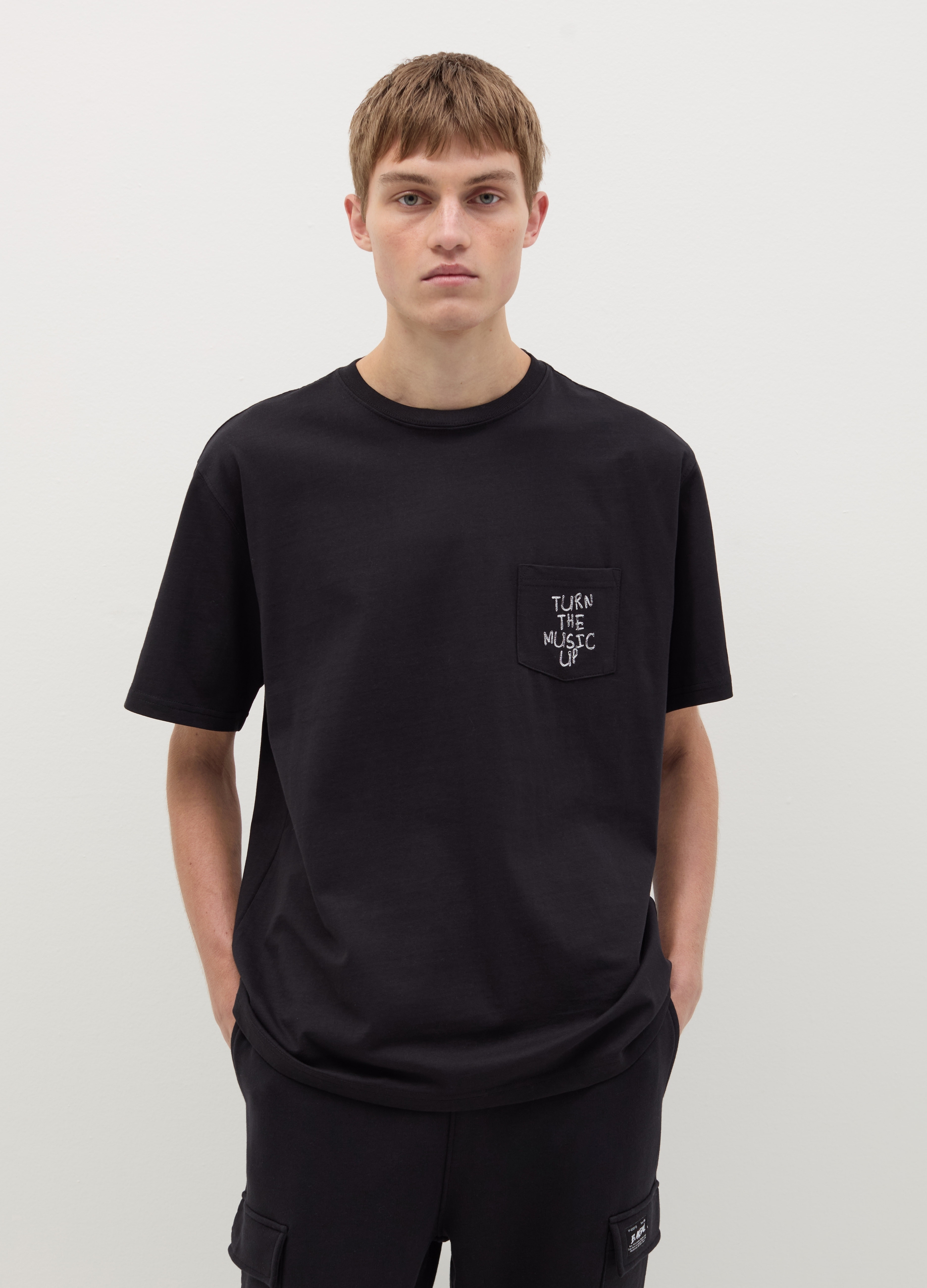 B.ANGEL, Camiseta Con Bolsillo Bordado, Hombre, Negro, Talla: S