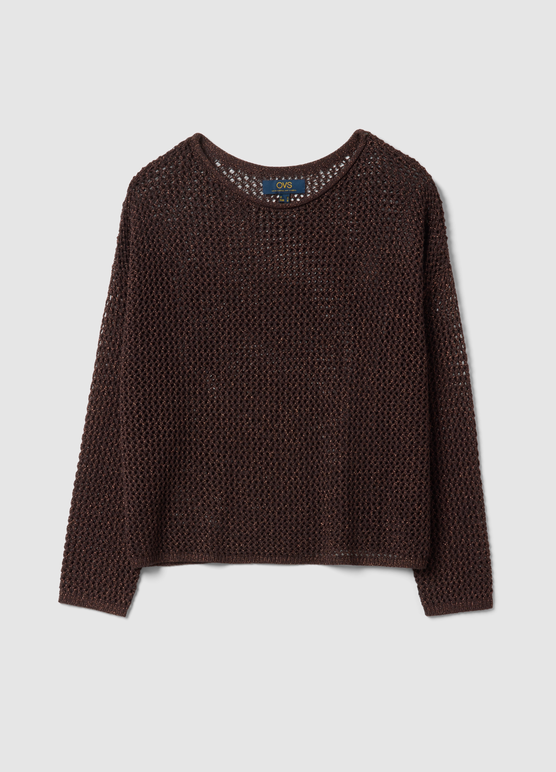 Maglione In Misto Viscosa Marrone Regular Fit Con Lavorazione A Maglia, Mujer, Marrón oscuro, Talla: 34