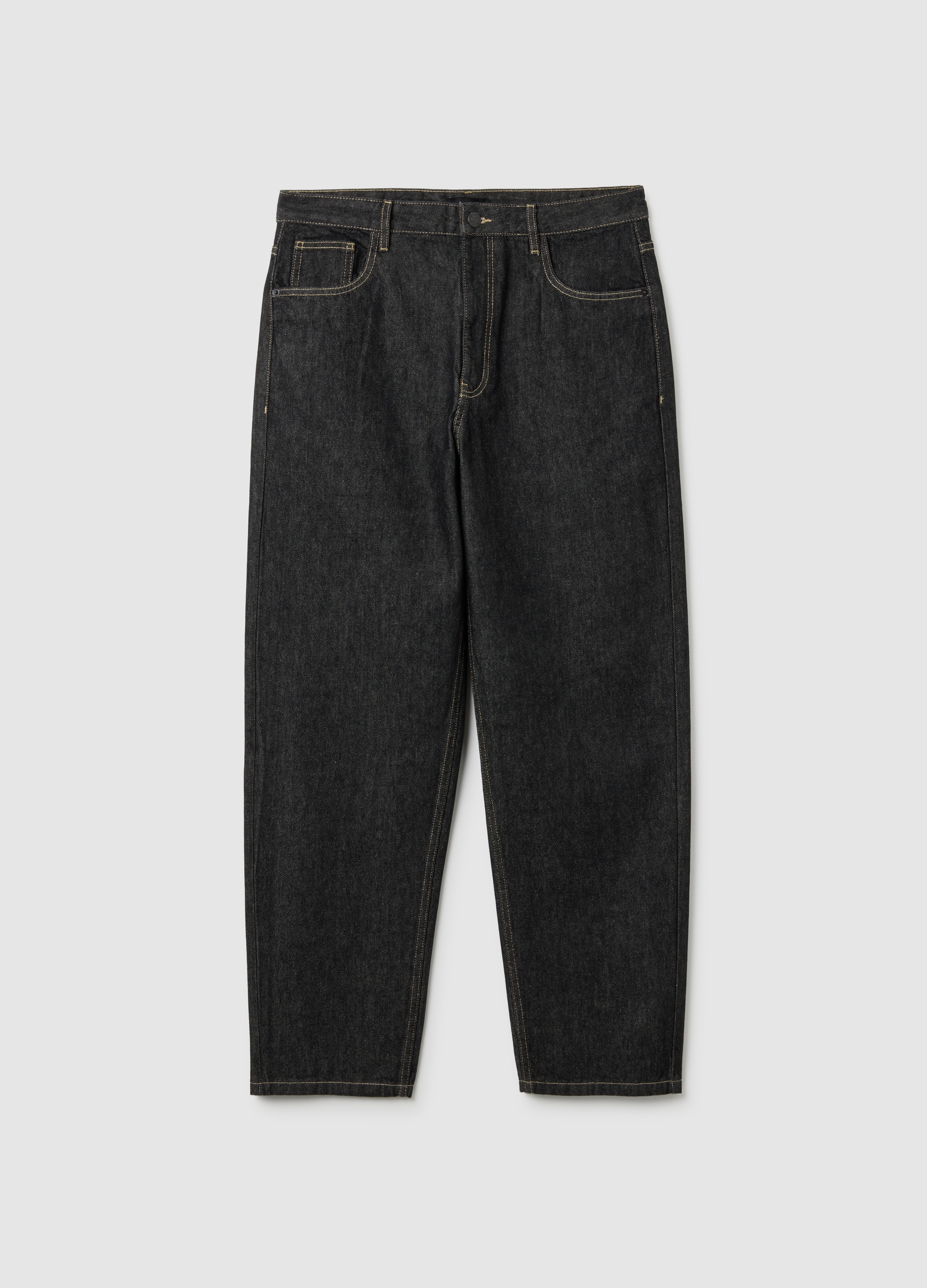 OVS, Jeans Neri Baggy In Puro Cotone, Uomo, Nero, Taglia: 52