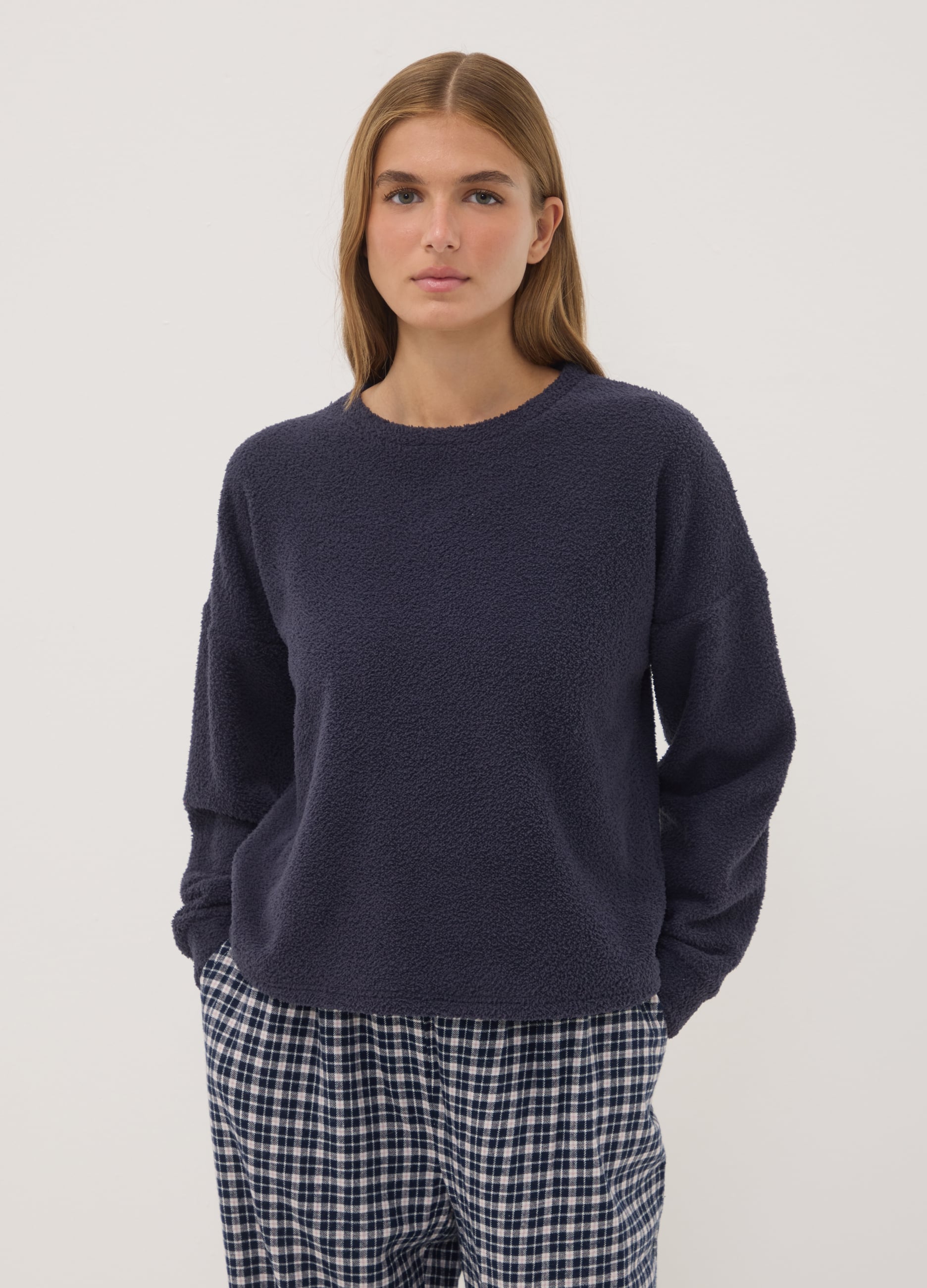 OVS, Pigiama Blu In Tessuto Elasticizzato Con Girocollo, Donna, Blu, Taglia: S