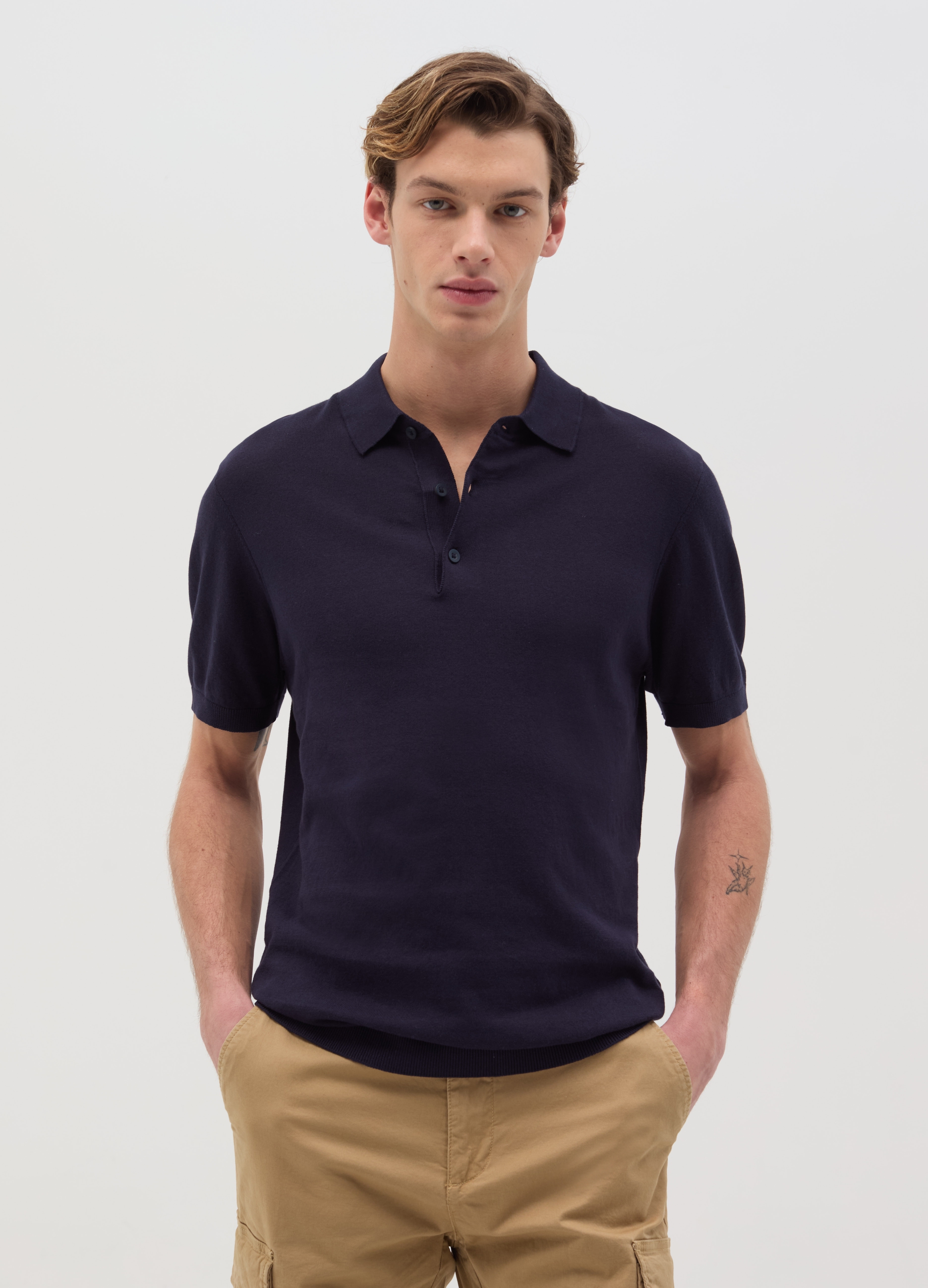 OVS , Polo In Cotone Tinta Unita, Uomo, Blu, Taglia: L