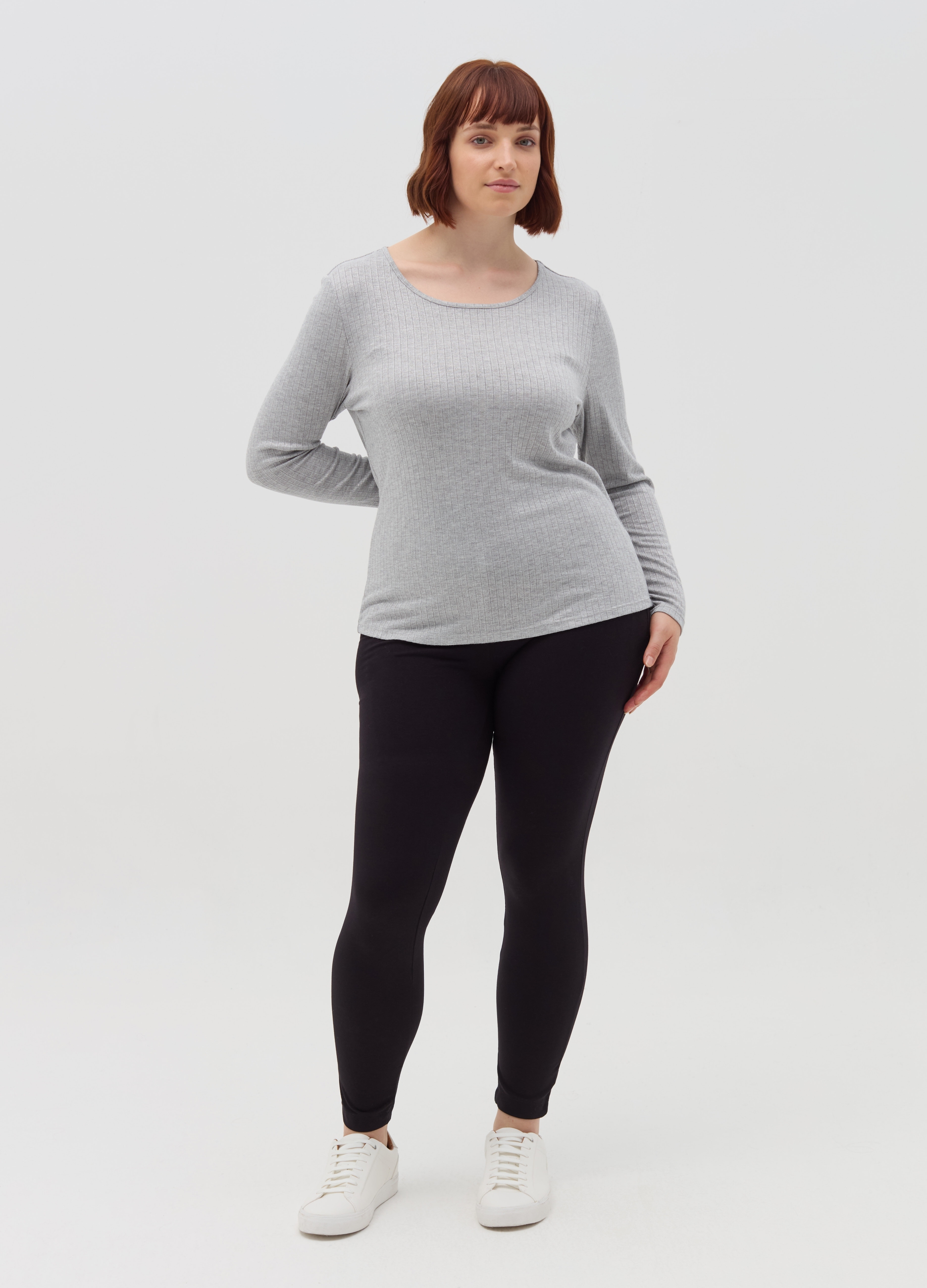 MYA, Leggings In Cotone Stretch Curvy, Donna, Nero, Taglia: XXL