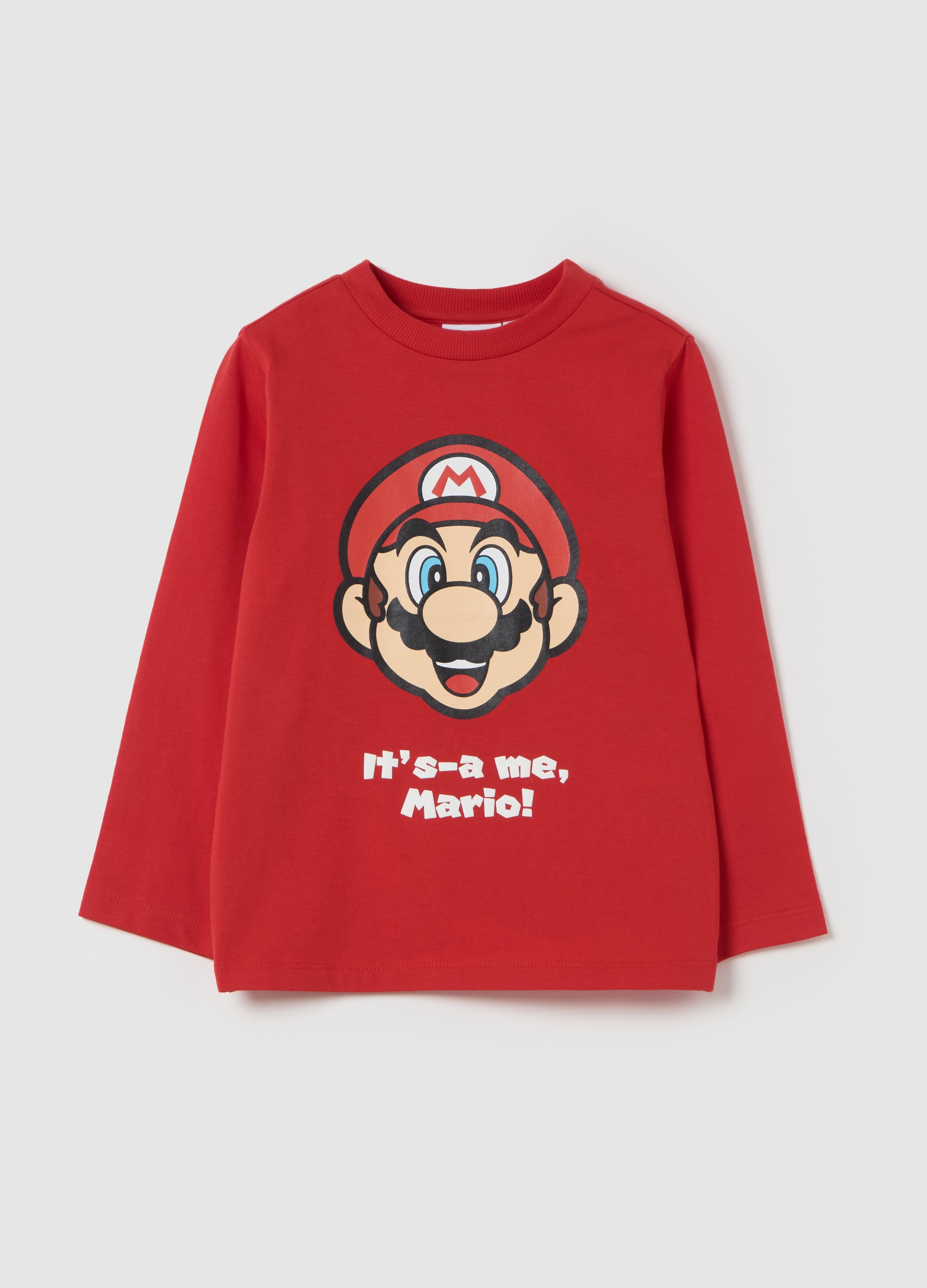 OVS KIDS, Camiseta Manga Larga Estampado Super Mario™, Niño, Rojo Geranio, Talla: 4-5