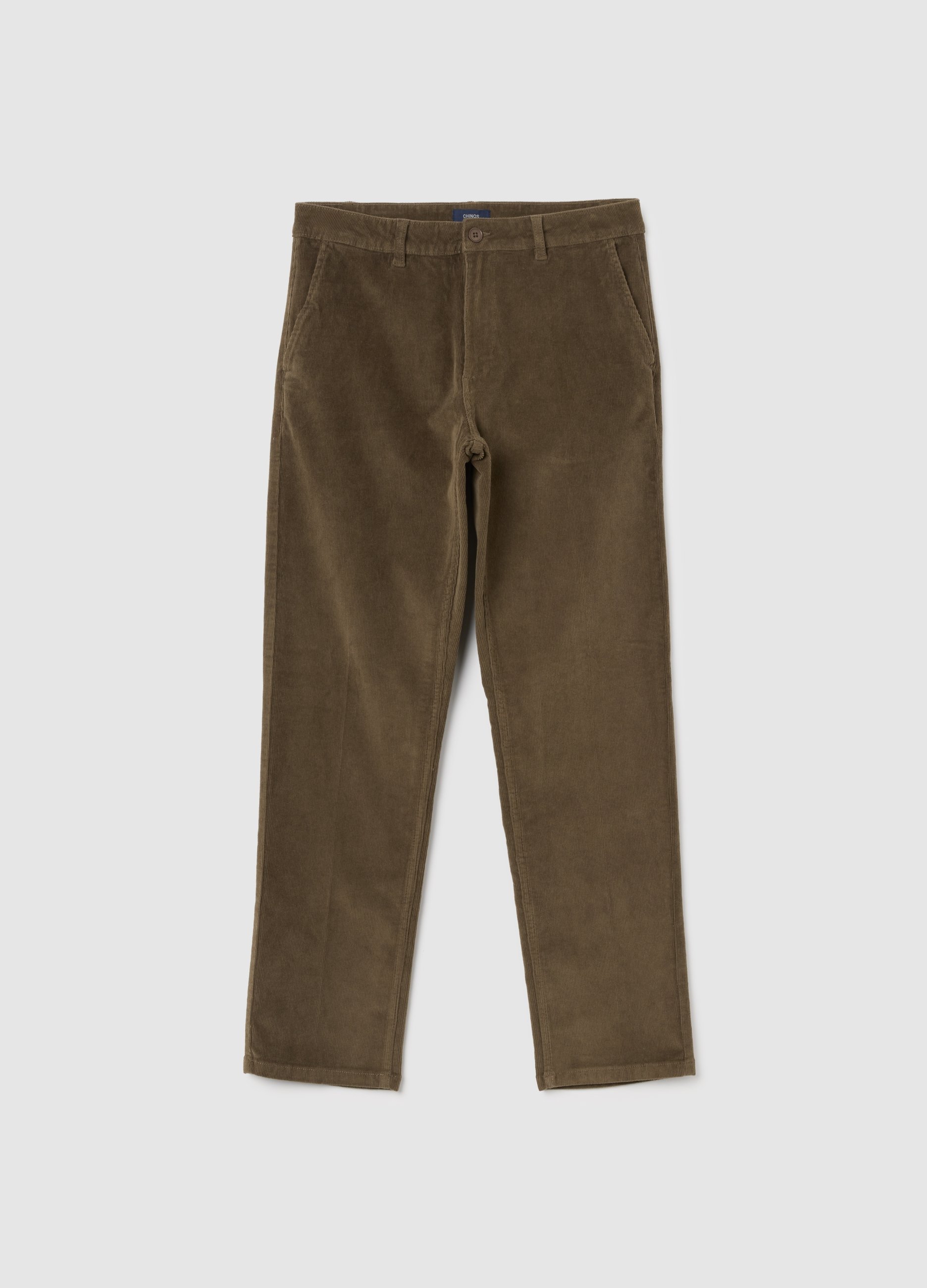 Pantalones Marrones De Algodón Elástico Con Ajuste Regular A Rayas Finas, Hombre, Marrón claro, Talla: 56