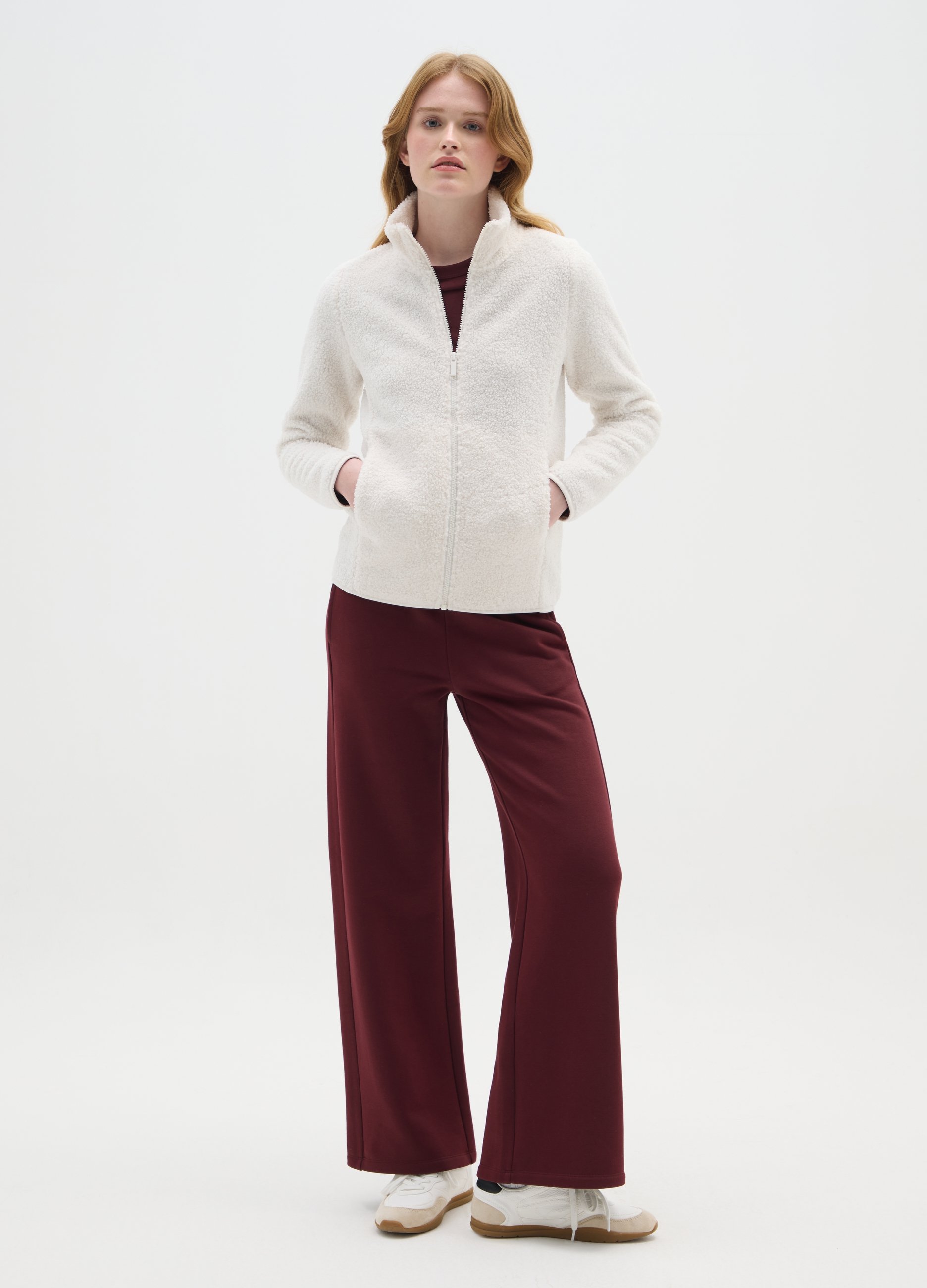 OVS, Felpa Bianca Regular Fit Con Zip, Donna, Bianco, Taglia: S