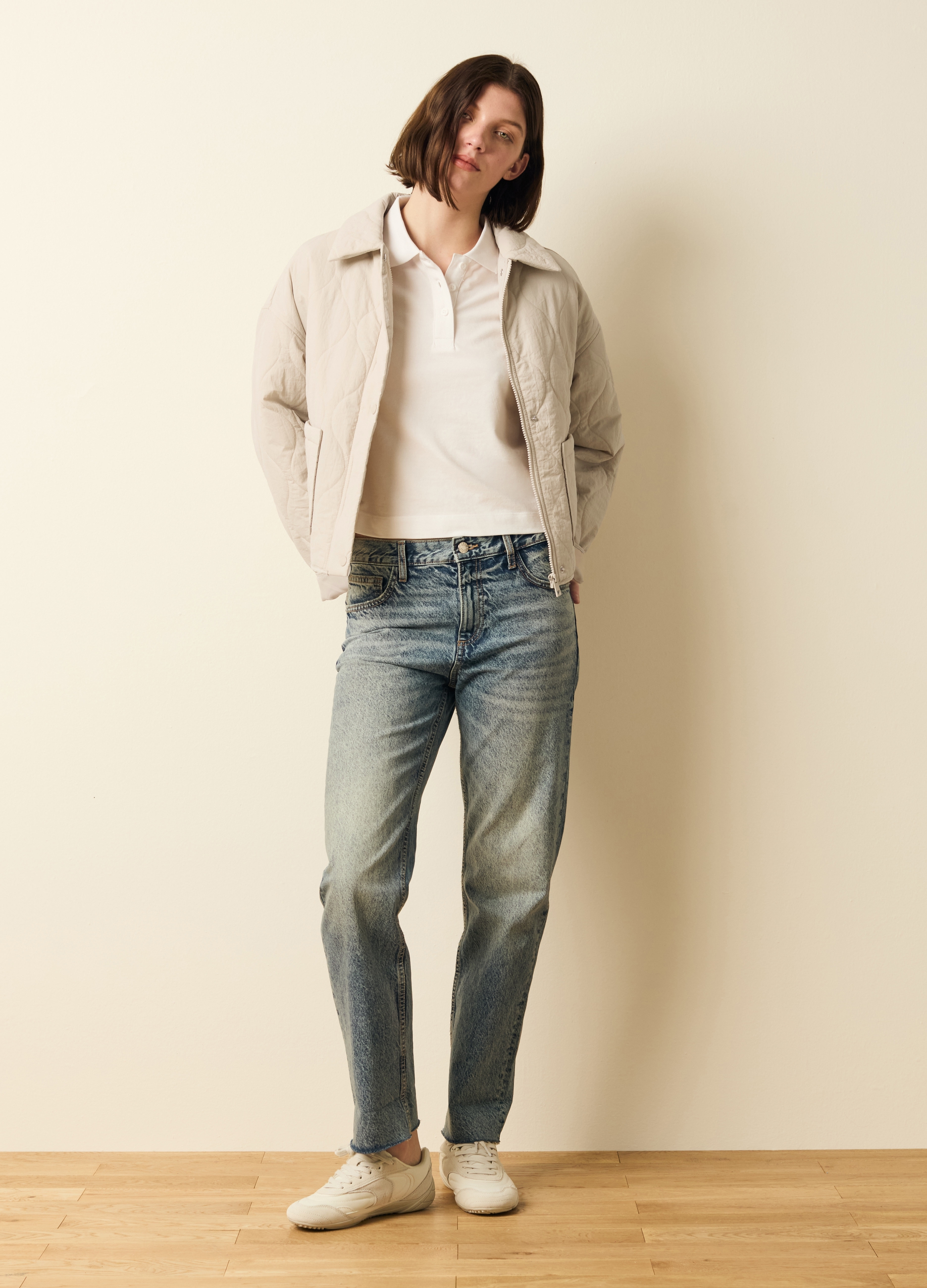 LES COPAINS, Chaqueta Corta Guateada Con Botones, Mujer, Gris claro, Talla: XL