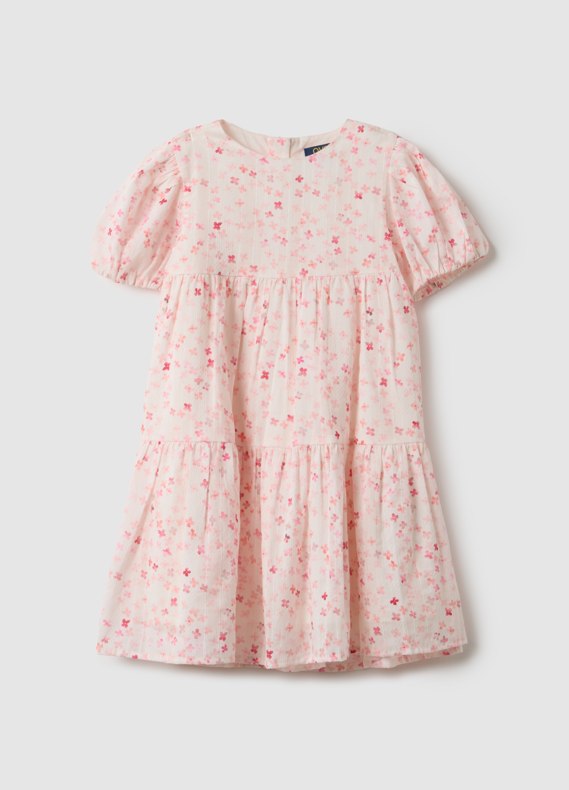 OVS KIDS, Vestido Multicolor De Puro Algodón Para Niñas Con Motivo Floral, Niña, Blanco/rosa, Talla: 7-8