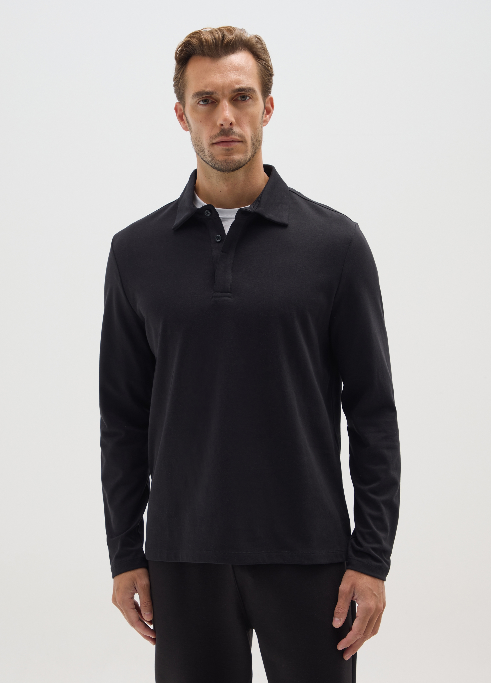 Polo Negro De Manga Larga, Hombre, Gunmetal, Talla: XXL