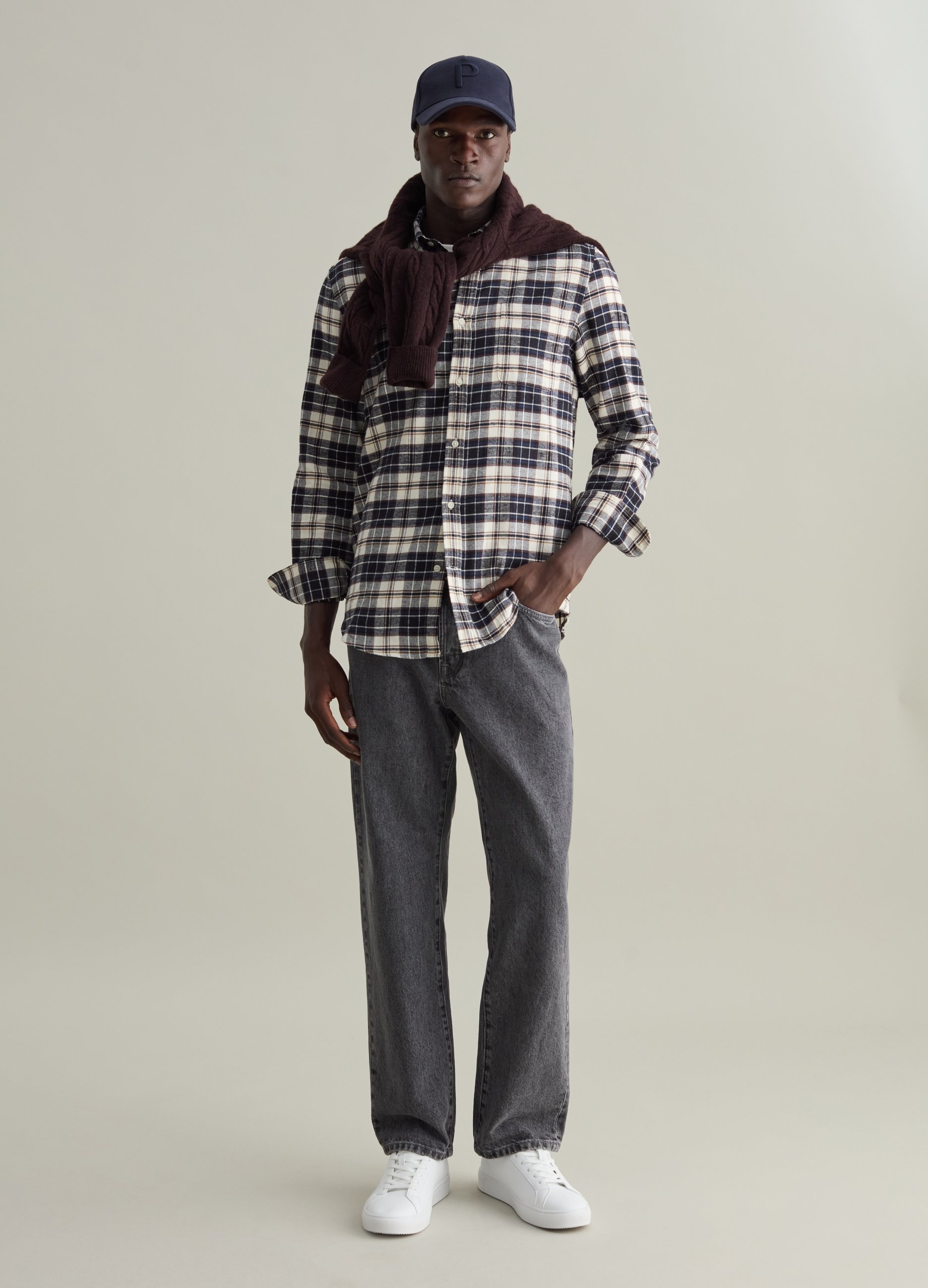 PIOMBO, Camisa De Franela Con Estampado Cuadros, Hombre, Azul/marrón, Talla: XXL