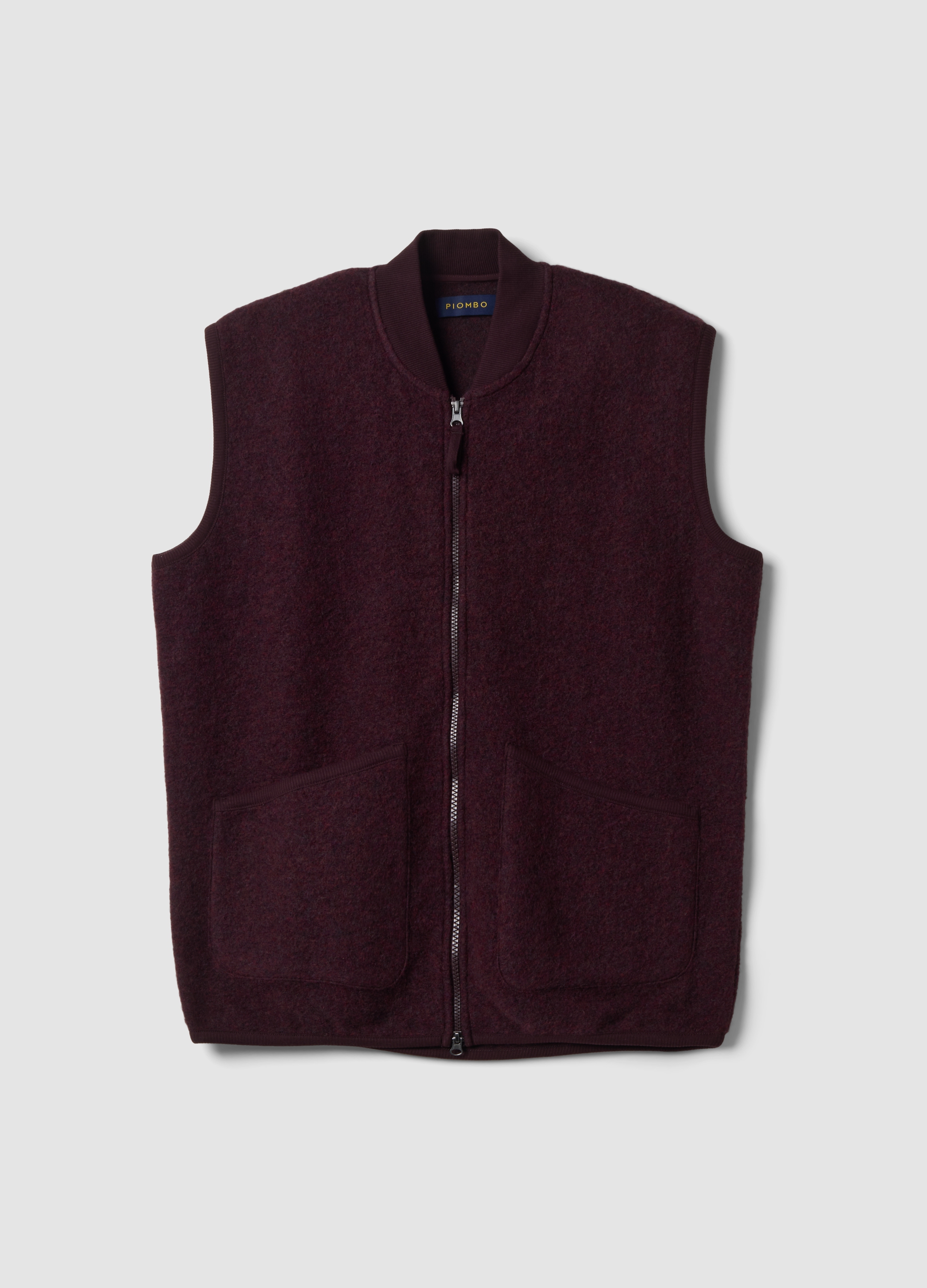 PIOMBO, Gilet Viola In Misto Lana Con Zip, Uomo, Rosso, Taglia: XL