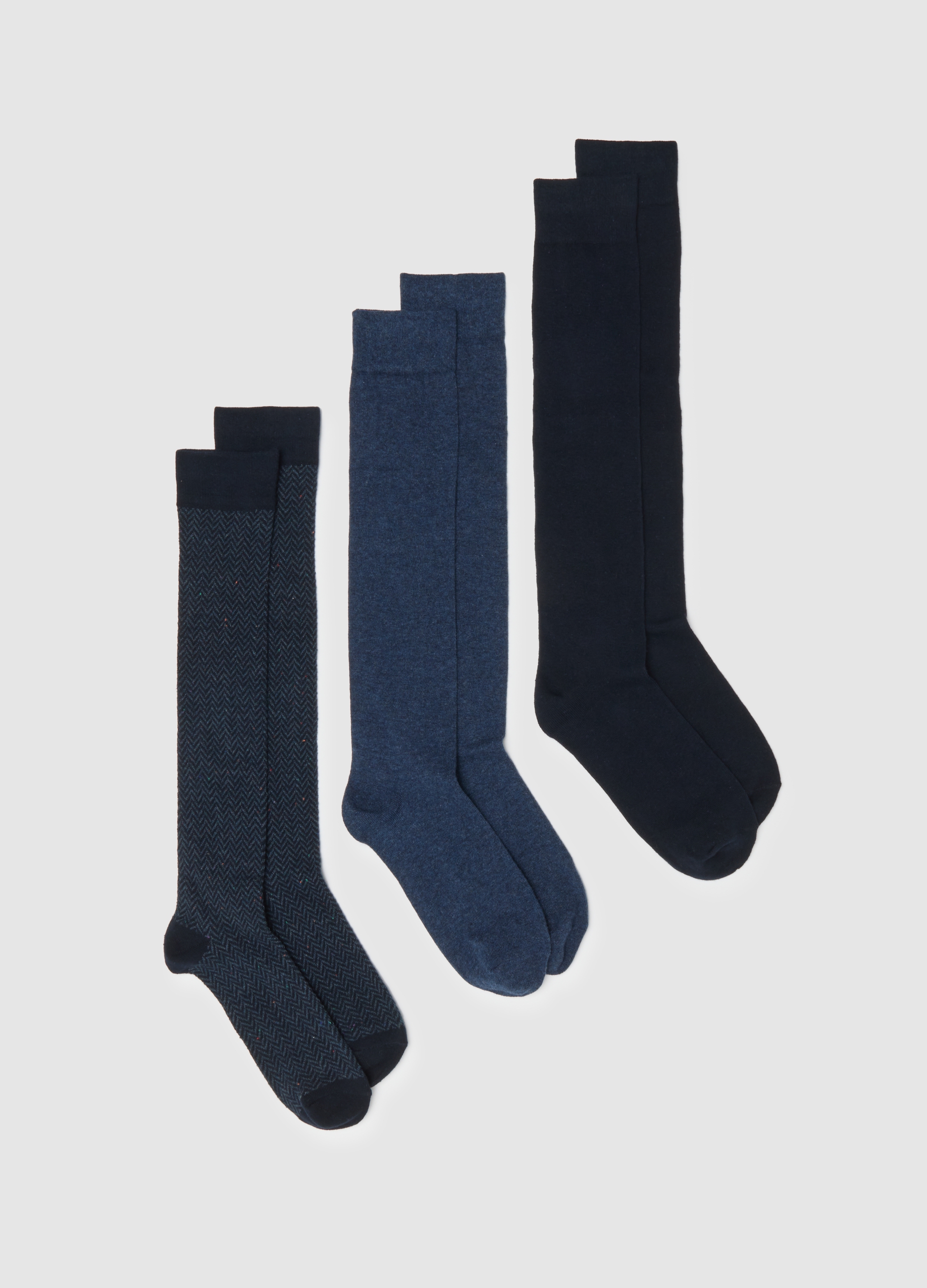 Tripack Calcetines De Mezcla De Algodón Azul Elástico, Hombre, Azul oscuro, Talla: 38/42
