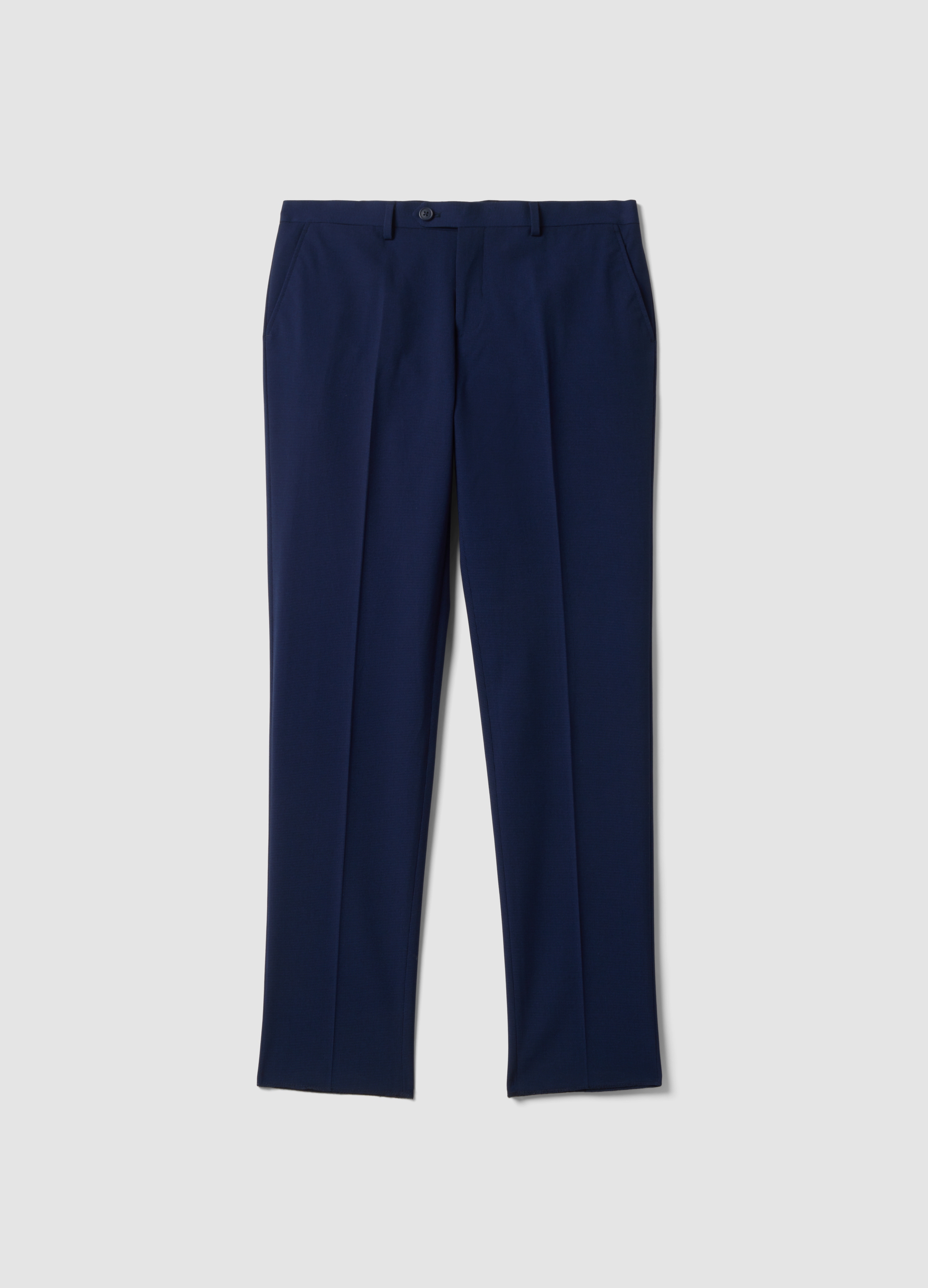 PIOMBO, Pantaloni Formali Blu In Viscosa Elasticizzata Slim Fit, Uomo, Blu, Taglia: 52