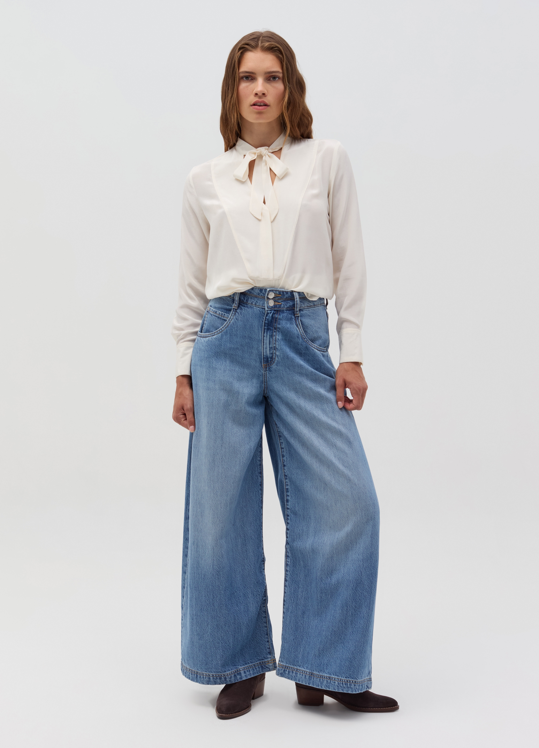 OVS, Blusa In Viscosa Con Foulard A Fiocco, Donna, Bianco, Taglia: 38