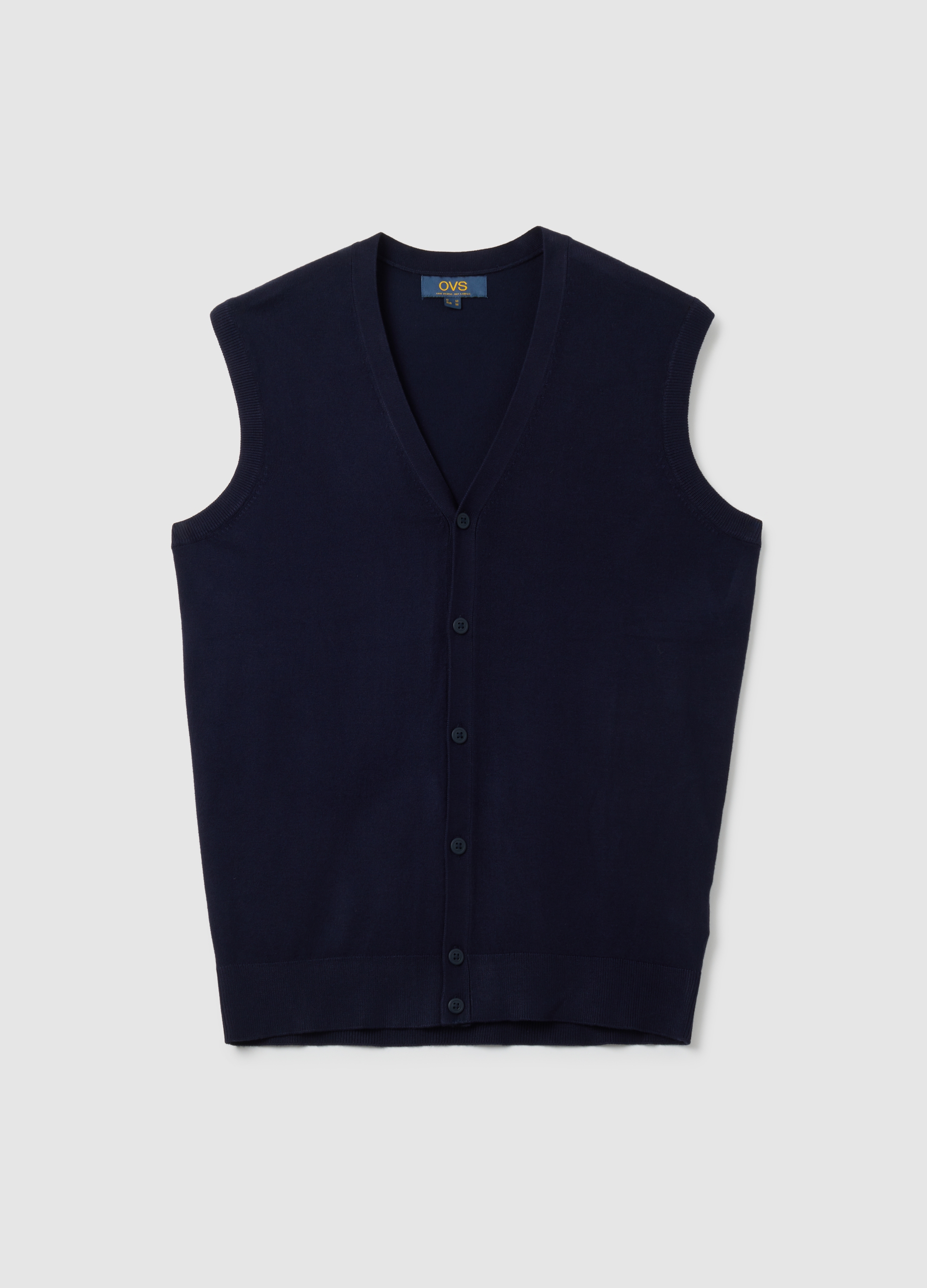 OVS, Blaue Strickweste Regular Fit, Mann, Marineblau, Größe: S