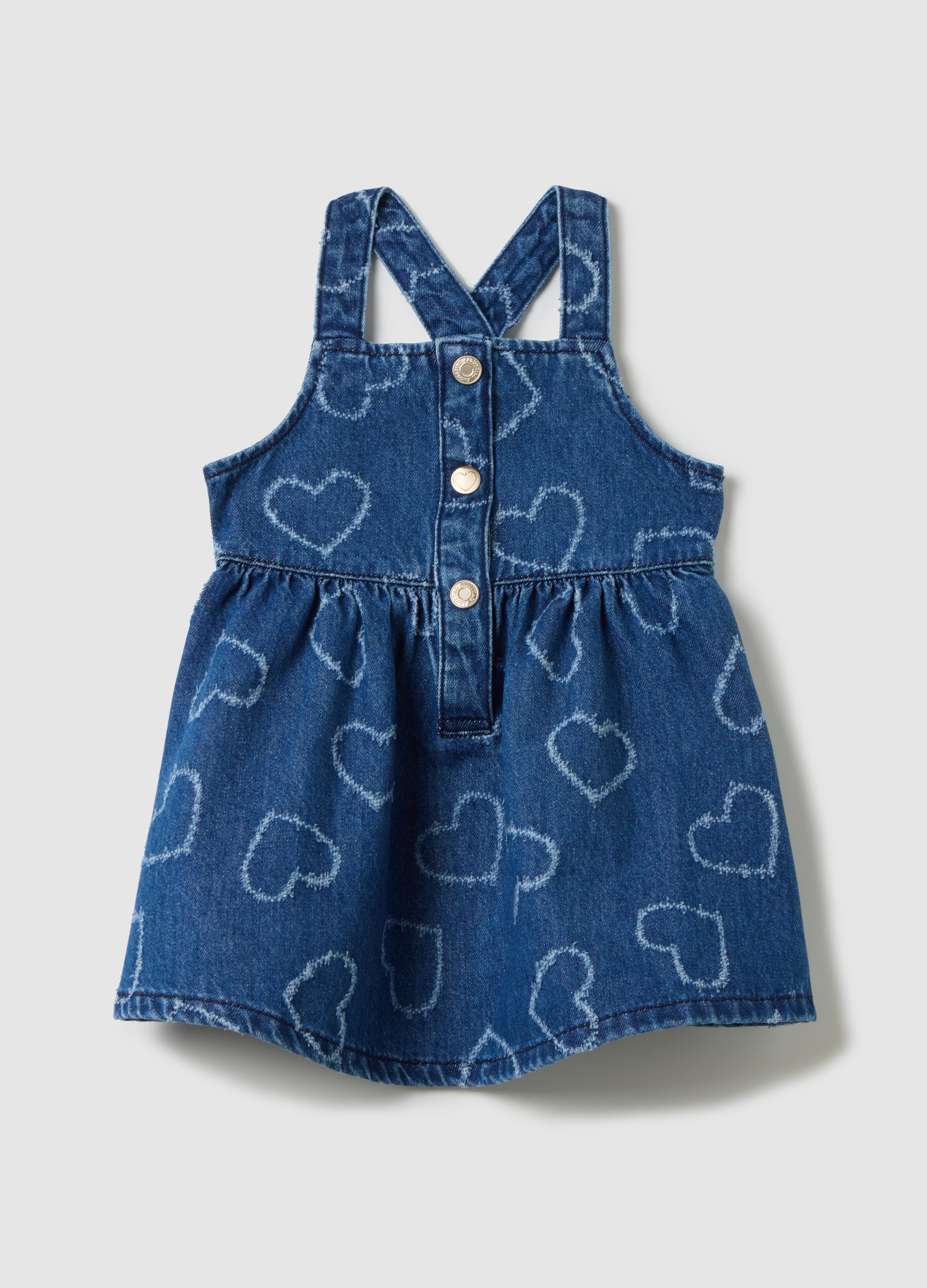 Vestido De Niña En Denim De Puro Algodón, Niña, Azul, Talla: 24-30