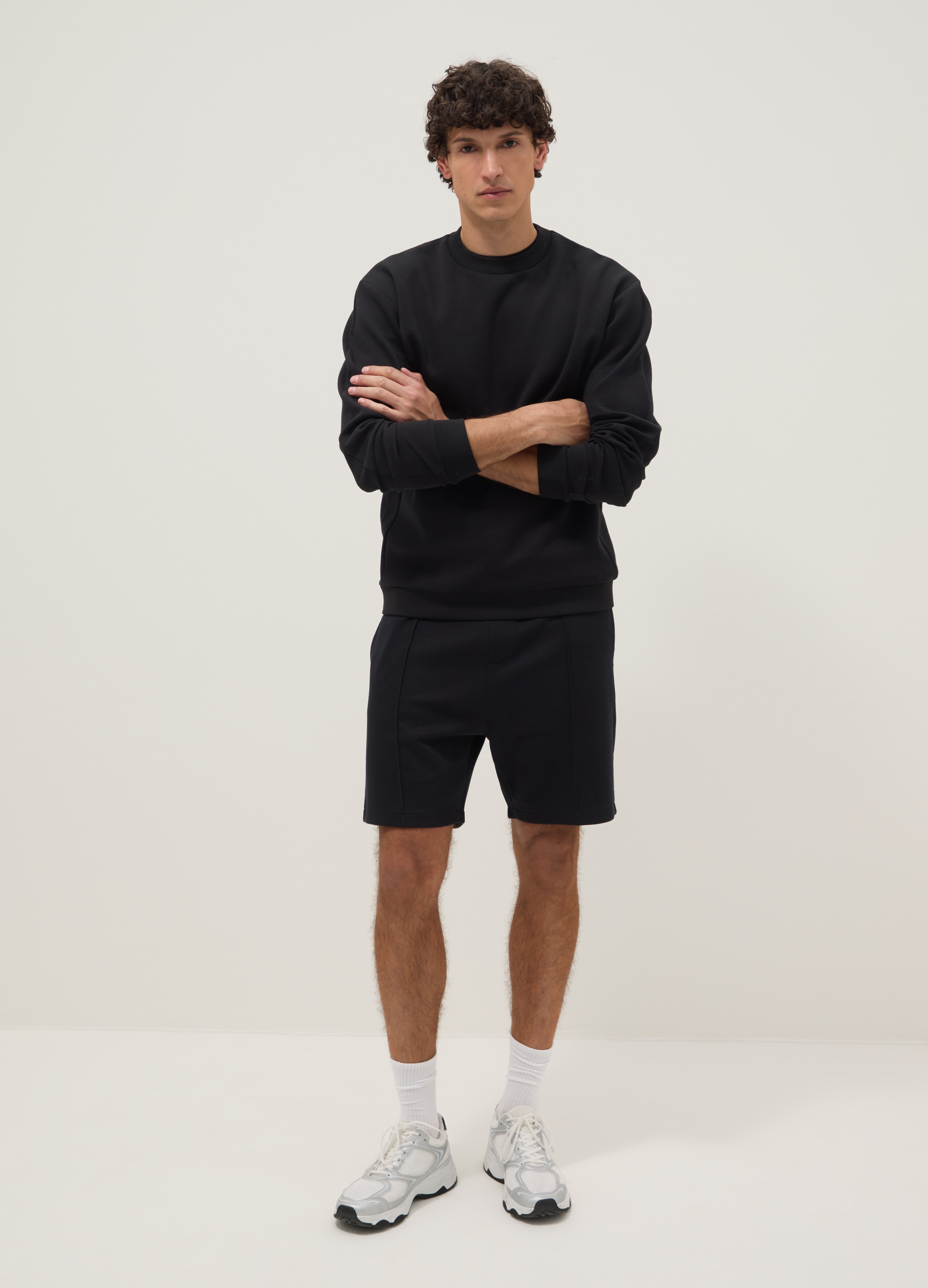 OVS, Shorts In Misto Cotone Nero Regular Fit Con Coulisse, Uomo, Nero, Taglia: L