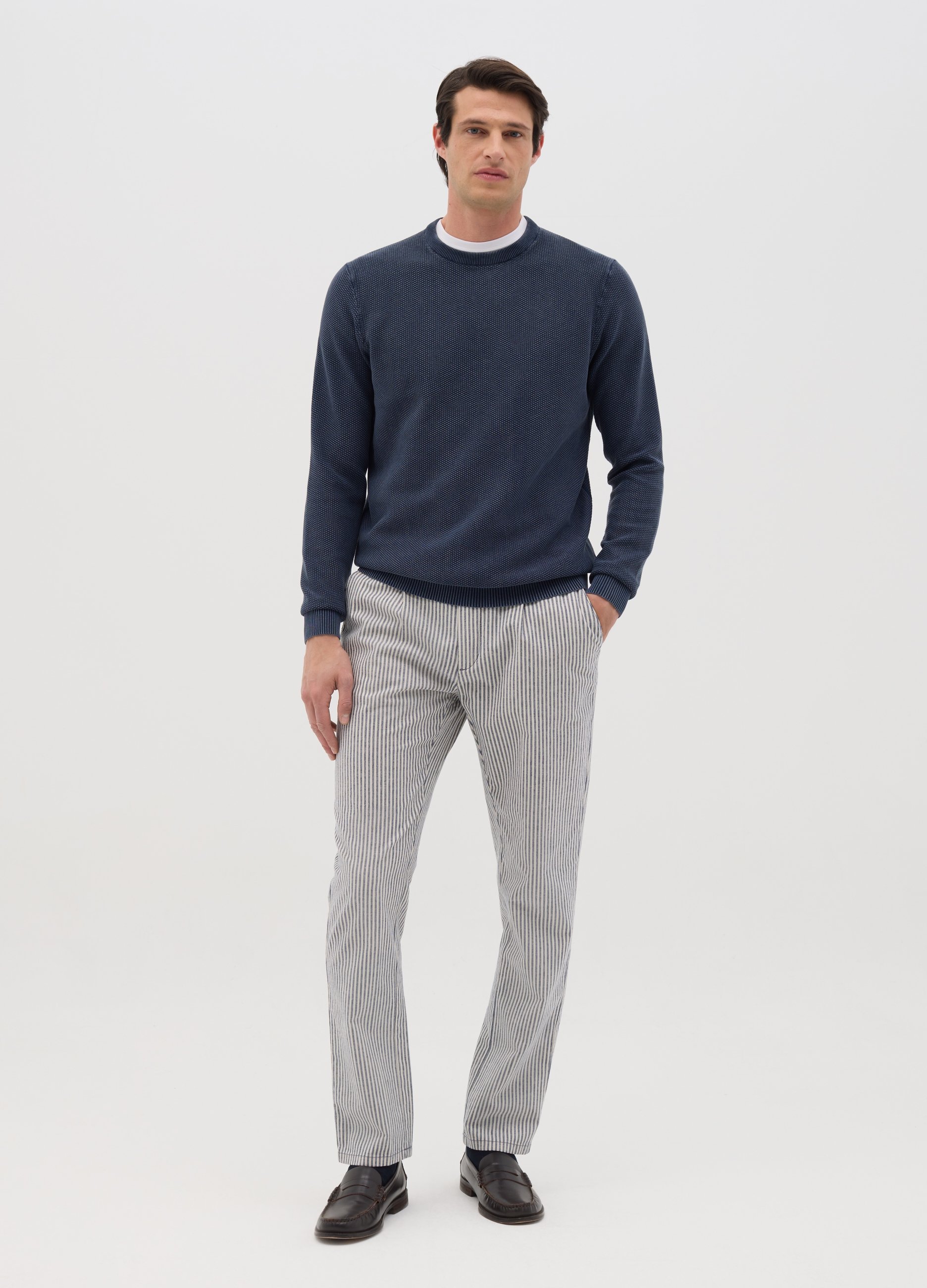 OVS, Pantalón De Algodón Elástico Blanco Slim Fit Para Hombre, Hombre, Blanco, Talla: 56