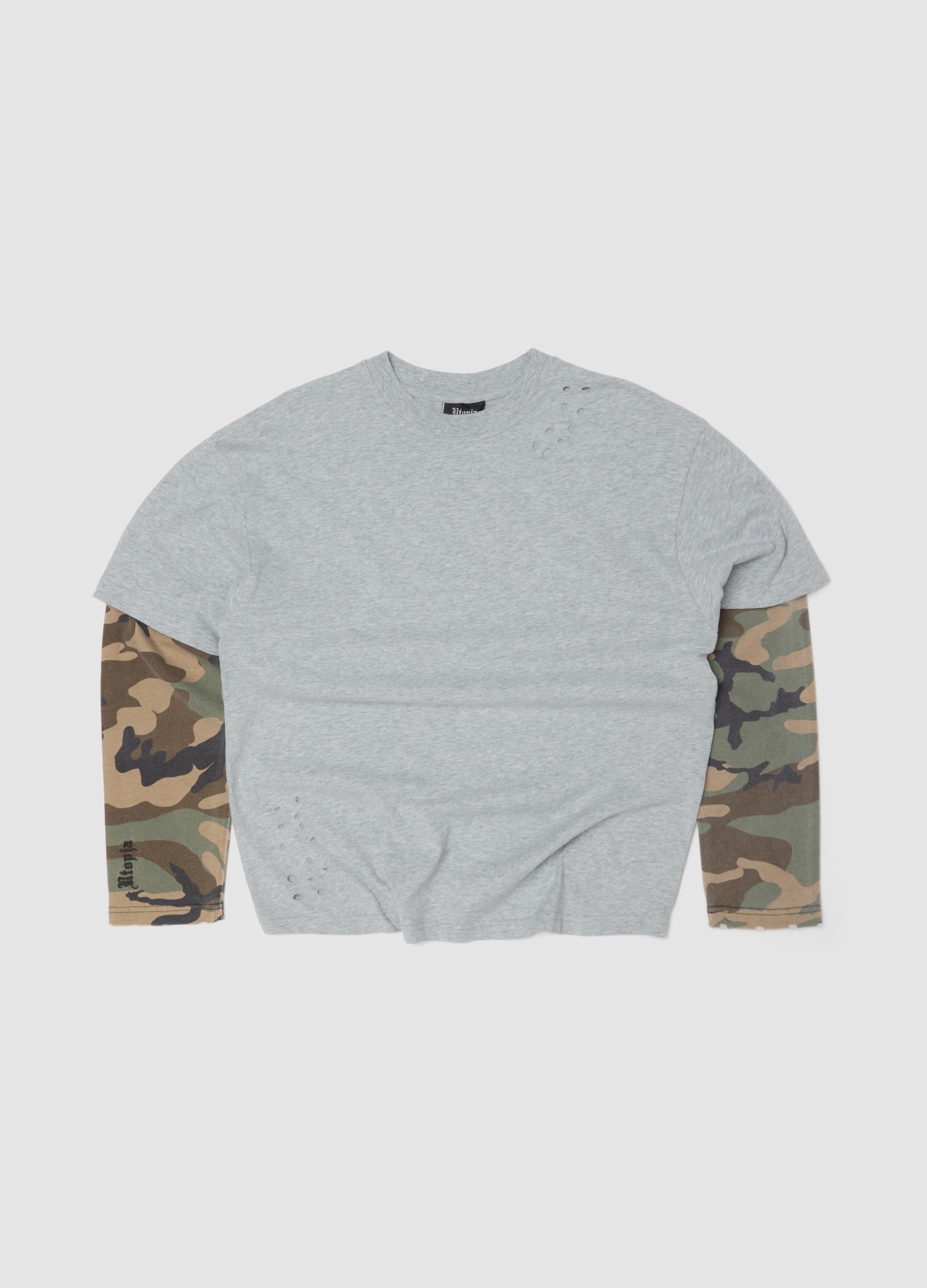 UTOPJA, Double Longsleeve Grey & Camo, Uomo, Grigio, Taglia: S