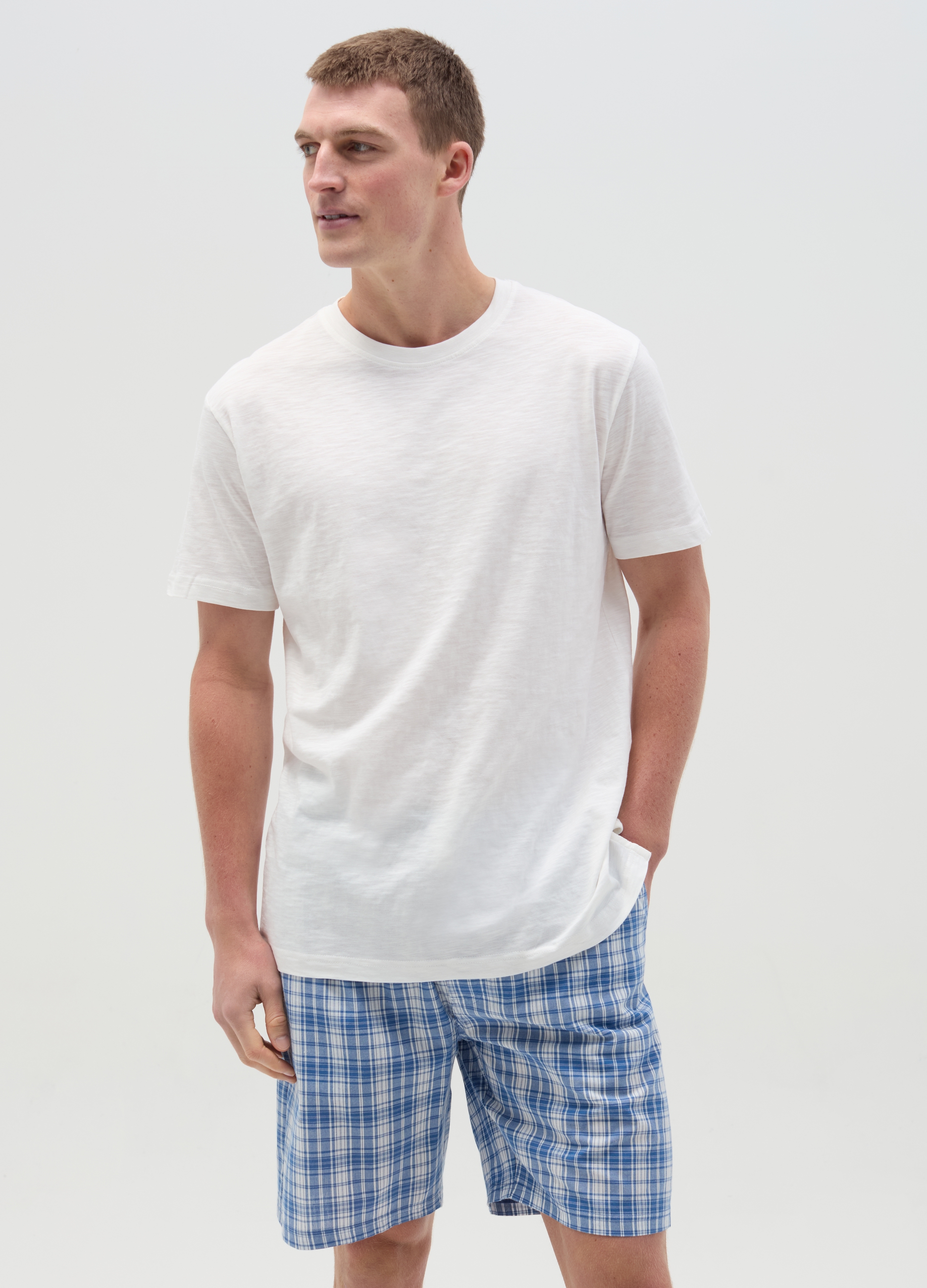 OVS , Pigiama In Slub Jersey Con Shorts Fantasia, Uomo, Multicolor, Taglia: XL