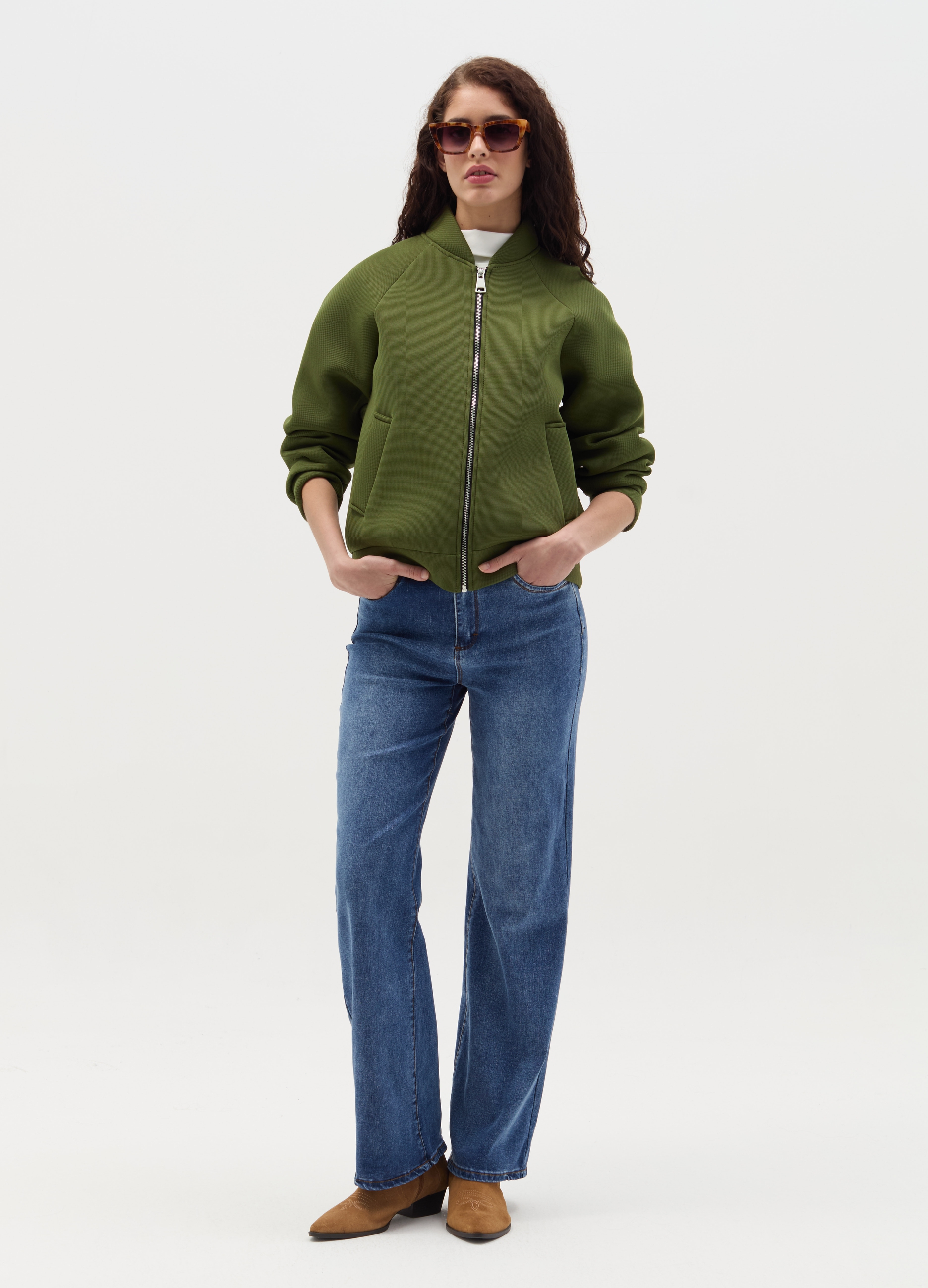 HYBRID, Bomber Full-zip, Donna, Verde, Taglia: S/M