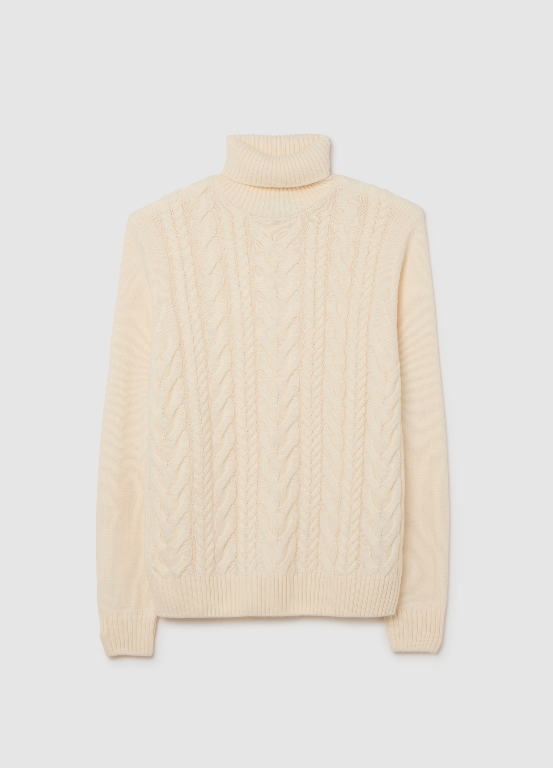 Jersey De Cuello Alto Beige Regular Fit Con Diseño Jacquard, Hombre, Beige Jaspeado, Talla: XXL