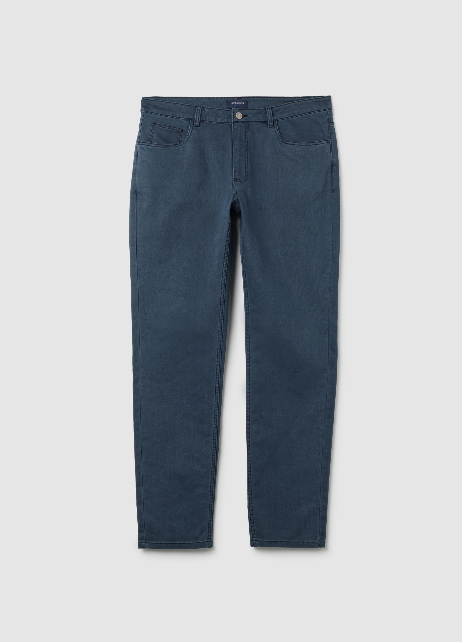 Pantalones Azul Slim Fit De Algodón Elástico, Hombre, Azul oscuro, Talla: 44