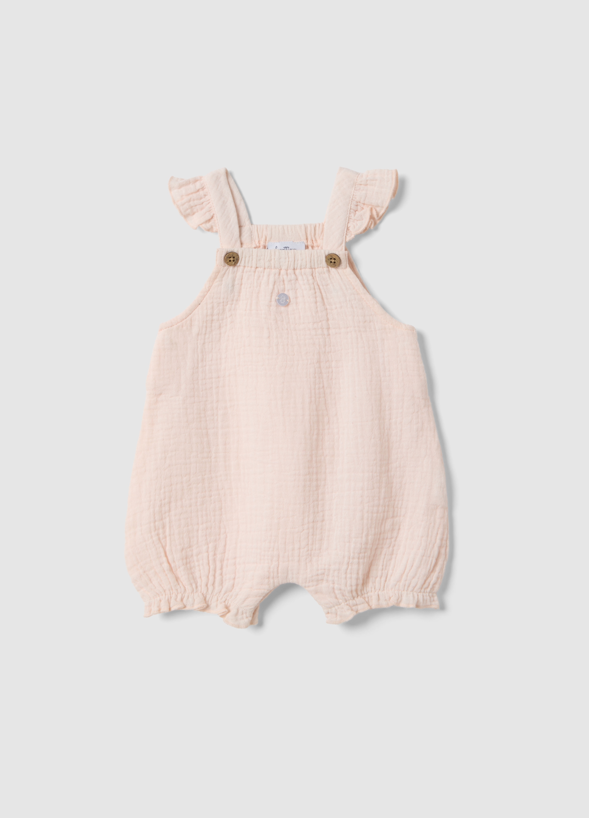 FAGOTTINO, Peto De Bebé Rosa De Algodón Puro, Ajuste Relajado Con Volantes, Bebé Niña, Rosa Claro, Talla: 6-9