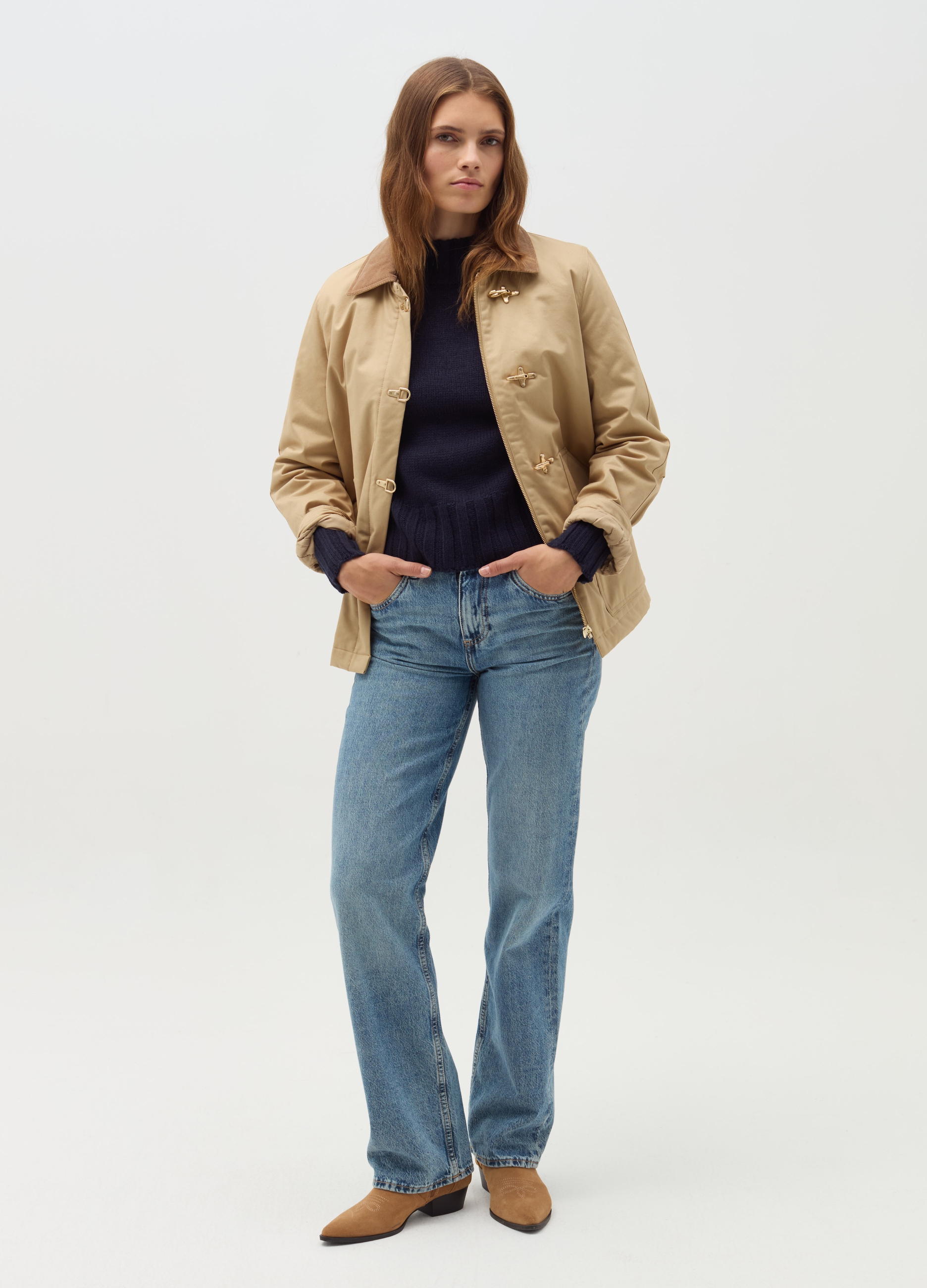 OVS, Chaqueta Corta Con Cuello De Pana, Mujer, Beige, Talla: XS